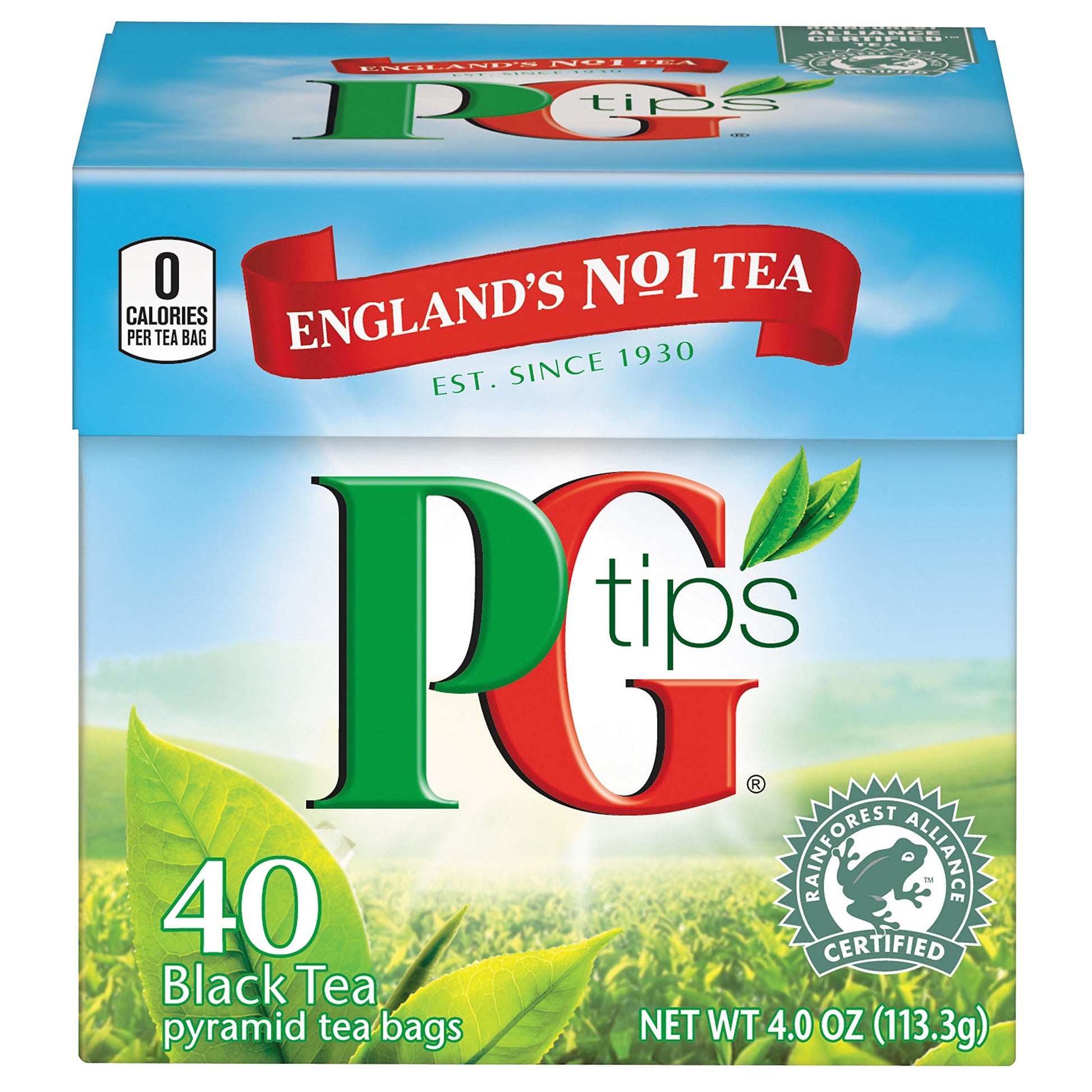 PG Tips Premium Black Tea Bags, Non-Pyramid, 40 Count, Model 8712566865505