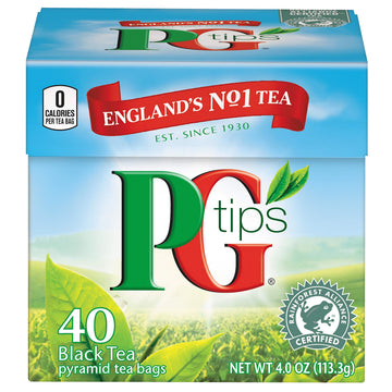 PG Tips Premium Black Tea Bags, Non-Pyramid, 40 Count, Model 8712566865505