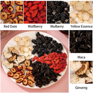 Ginseng Five Treasures Tea - Kidney Tea Wubao Tea, Kidney Cleanse Tea Ginseng Six Treasures Tea, Ginseng Red Date Natural Chines