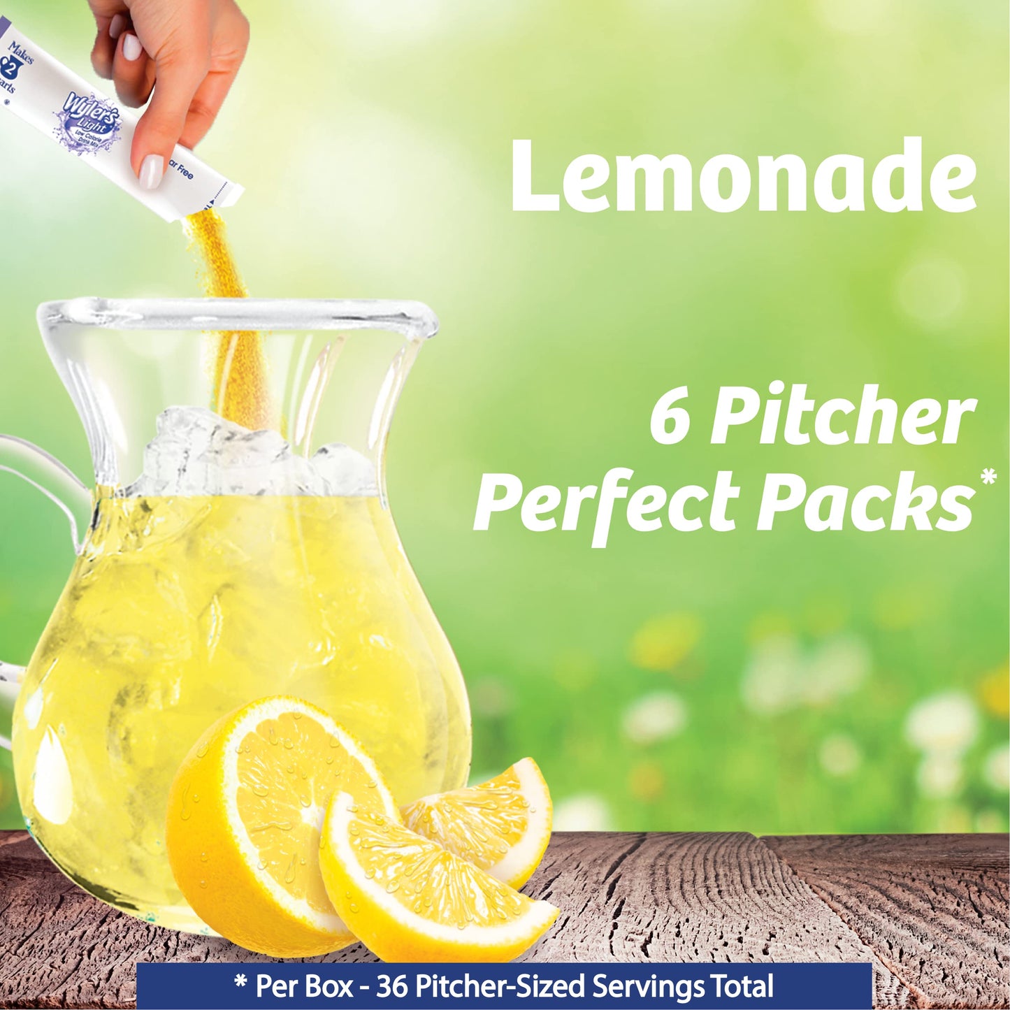 Wyler s Light Pitcher Packs, Water Drink Mix, Lemonade, 6 Boxes (36 Pitcher Packets)