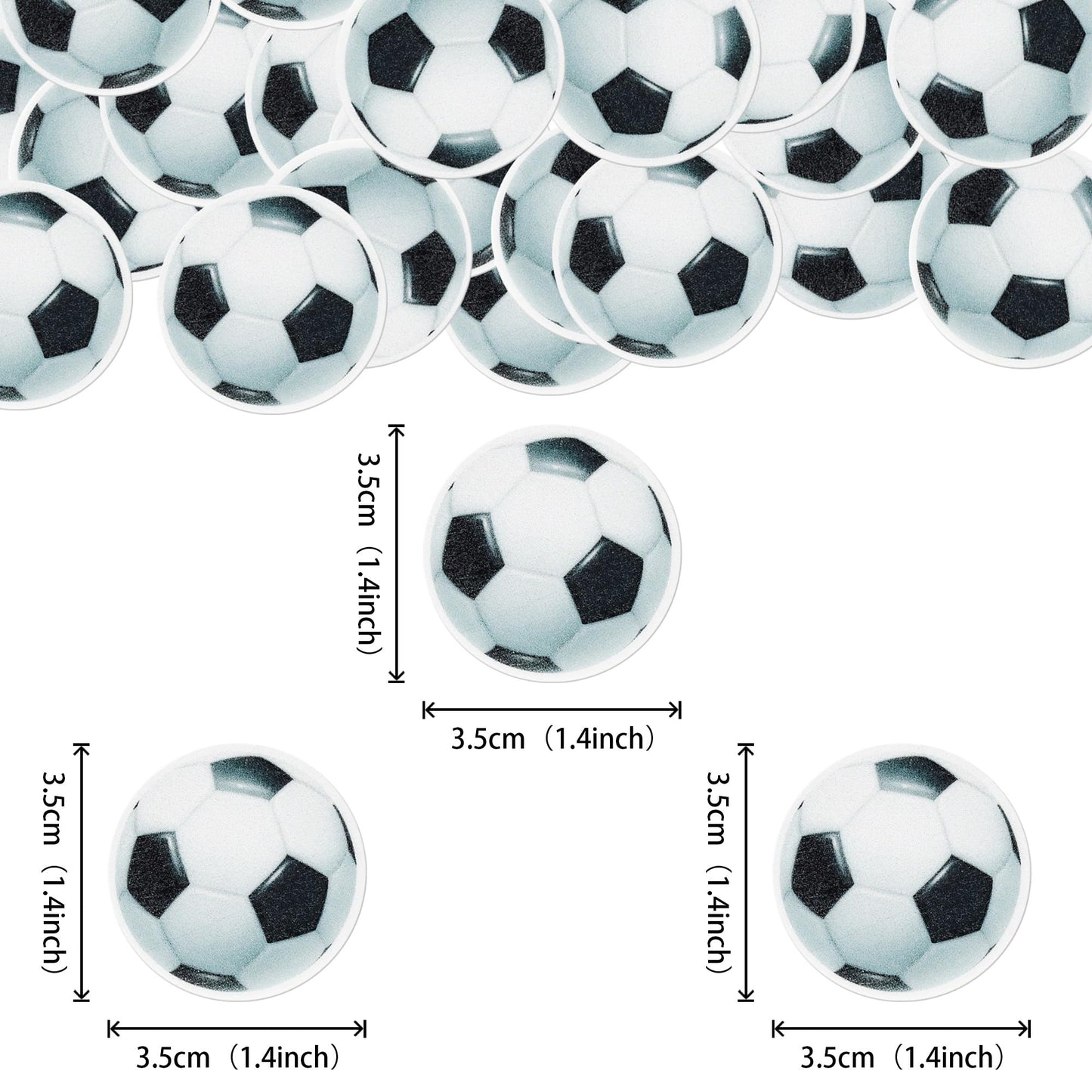 48 Pcs Edible Soccer Ball Cupcake Toppers Wafer Paper Soccer Cupcake Picks Edible Football Cupcake Decorations For Sports Soccer