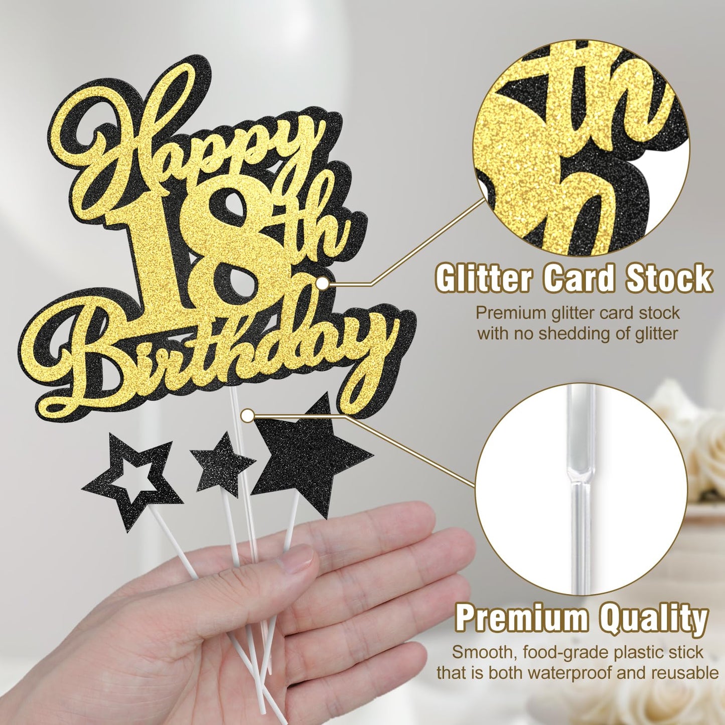 Happy 18Th Birthday Cake Topper 18 Birthday Cake Decorations, Happy 18Th Birthday Anniversary Party Cake Decorations For Boy Gir