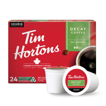 Tim Hortons Decaf  Medium Roast Coffee  Single-Serve K-Cup Pods Compatible with Keurig malt-inspired  24ct K-Cups