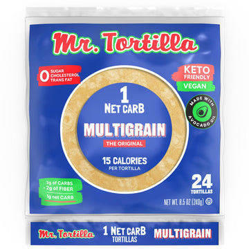 Mr. Tortilla Low Carb Keto Soft Taco Shells, Vegan Healthy Snacks & Bread Alternative, 1 Net Carb 15 Calories Delicious Small Ba