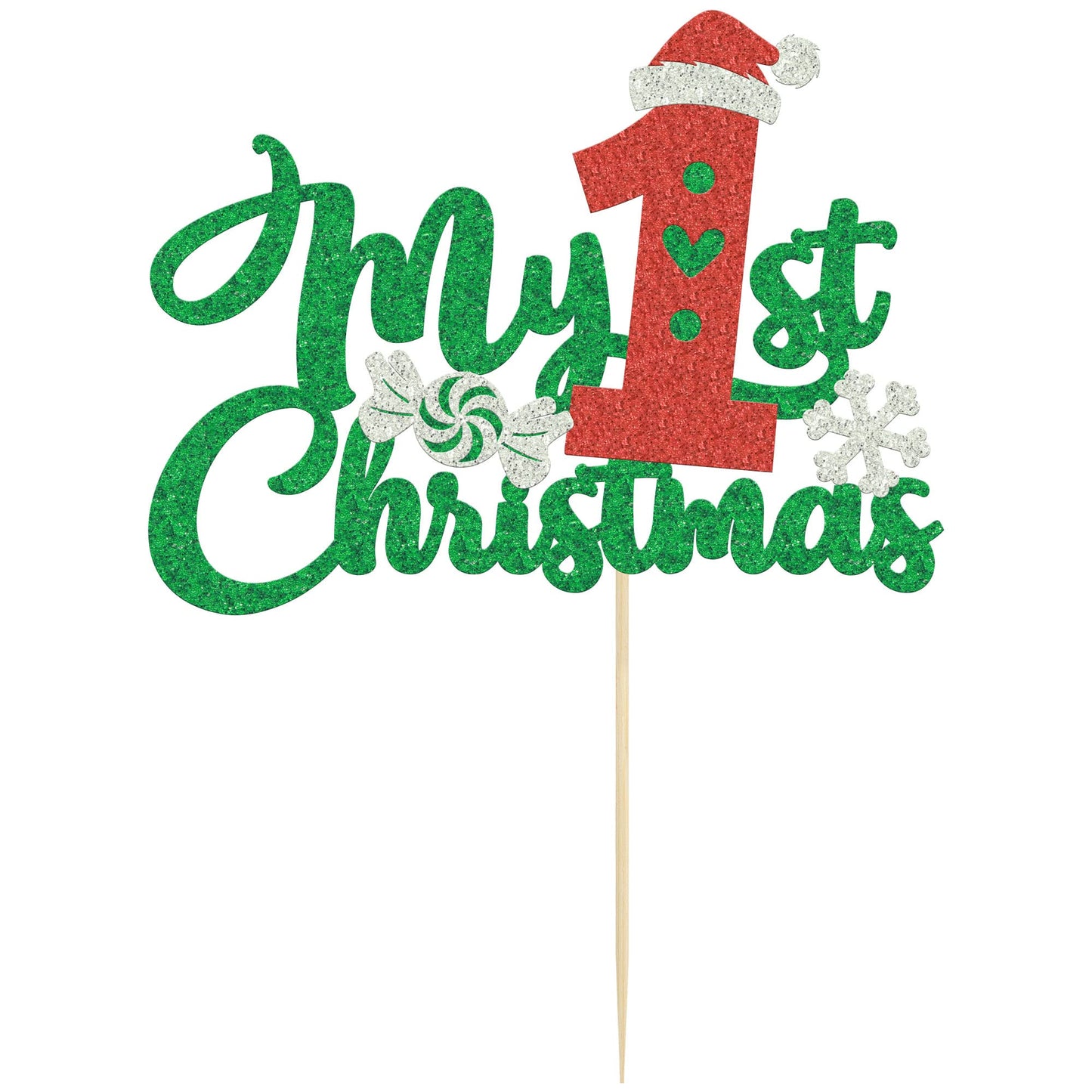 Gyufise 1 Pack My First Christmas Cake Topper With Glitter Christmas Hat Number 1 First Birthday Cupcake Picks Decorations For X