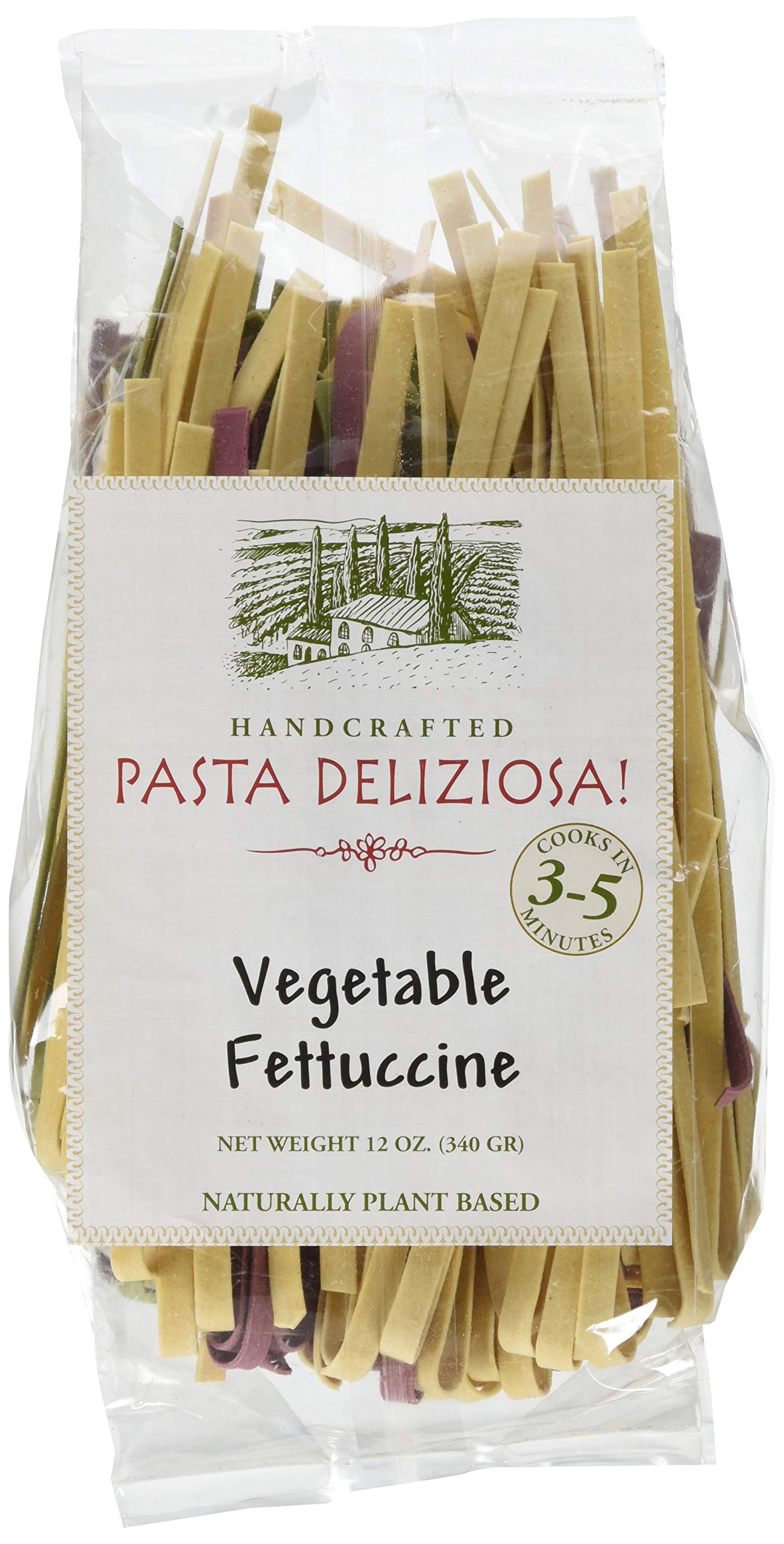 Pasta Deliziosa! Handcrafted Pasta, Vegetable Fettuccine, 12 Ounce