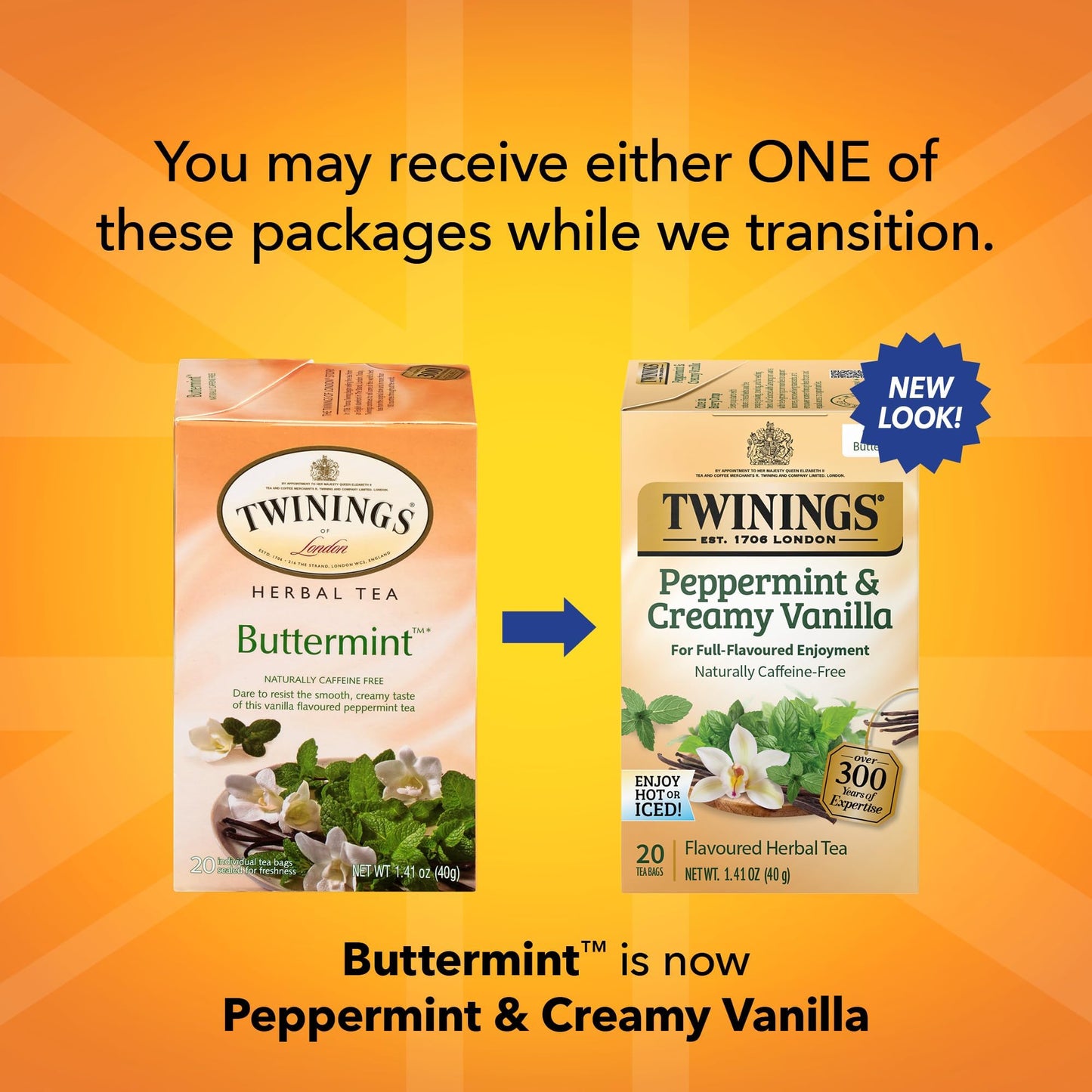 Twinings Peppermint & Creamy Vanilla Herbal Tea, Naturally Caffeine-Free, 20 Count (Pack of 2)
