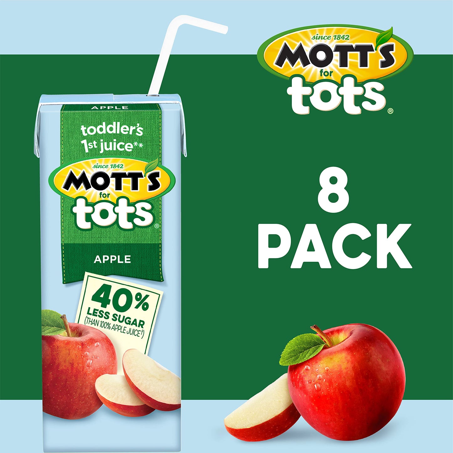 Motts for Tots Apple Juice, 6.75 fl oz Boxes, 8 Pack, Kid-Friendly Drink