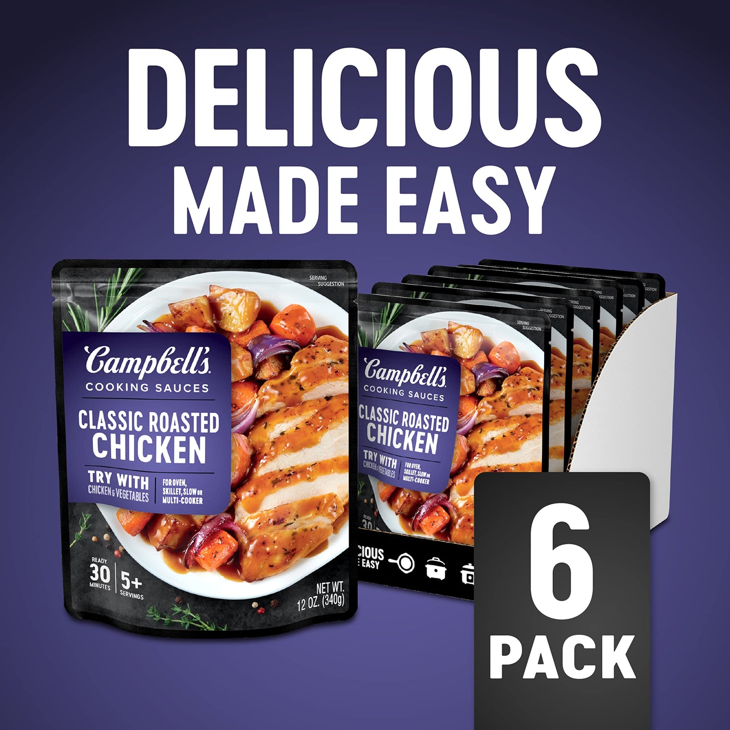 Campbell s Oven Sauces, Classic Roasted Chicken, 12 Oz, Pack of 6