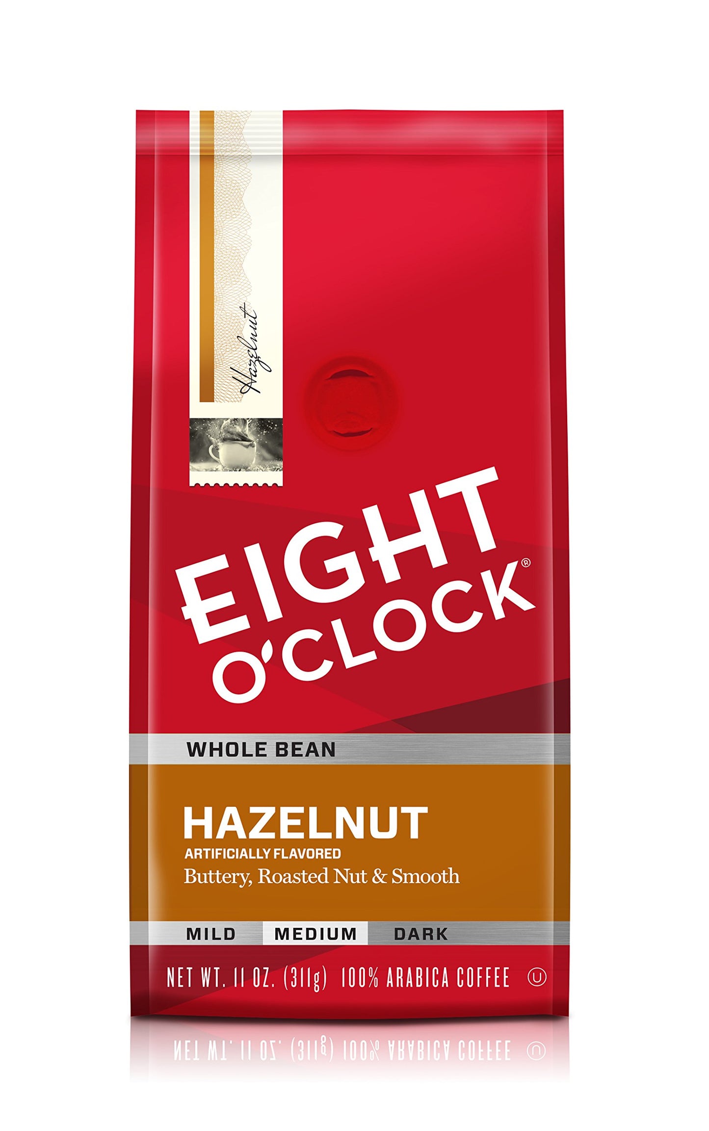 Eight OClock Coffee Hazelnut Whole Bean Coffee, Medium Roast, 11 Ounce (Pack of 4)