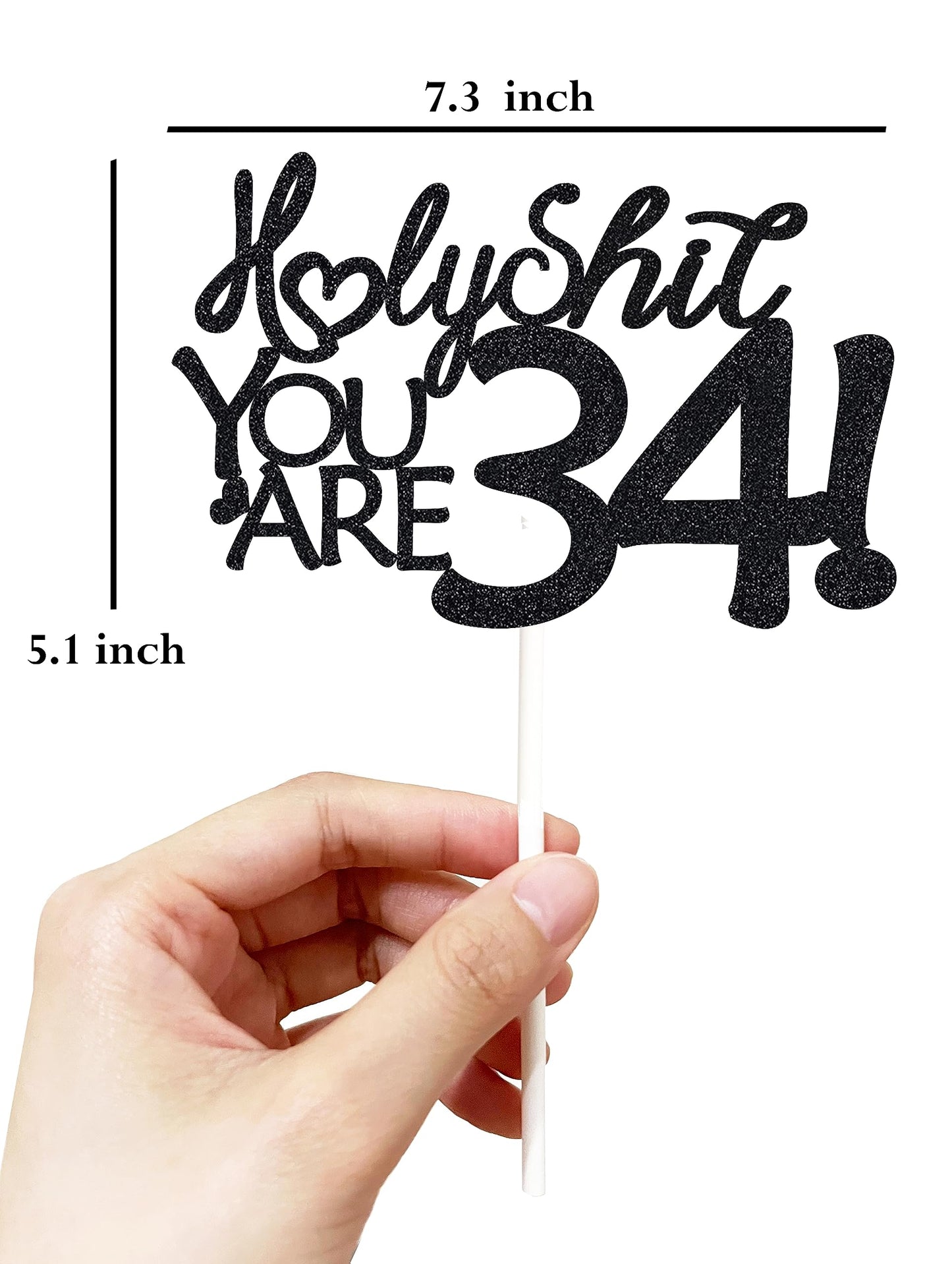 Happy 34Th Birthday Cake Topper 34 Birthday Cake Toppers-Black Glitter, Funny 34Th Cake Topper For Men,34 Cake Topper For Women,