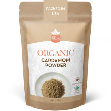 Spicy Organic Ground Cardamom, 8 Oz. - Fresh Cardamom Powder - Also Known As Elaichi, Cardamon - Usda Certified Organic, Gluten-