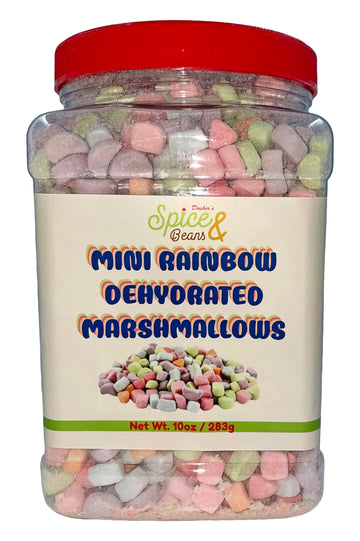 Mini Rainbow Dehydrated Marshmallows 10 oz | Colorful Crunchy Marshmallow Bits for Hot Chocolate | Cereal | Ice Cream | Coffee |