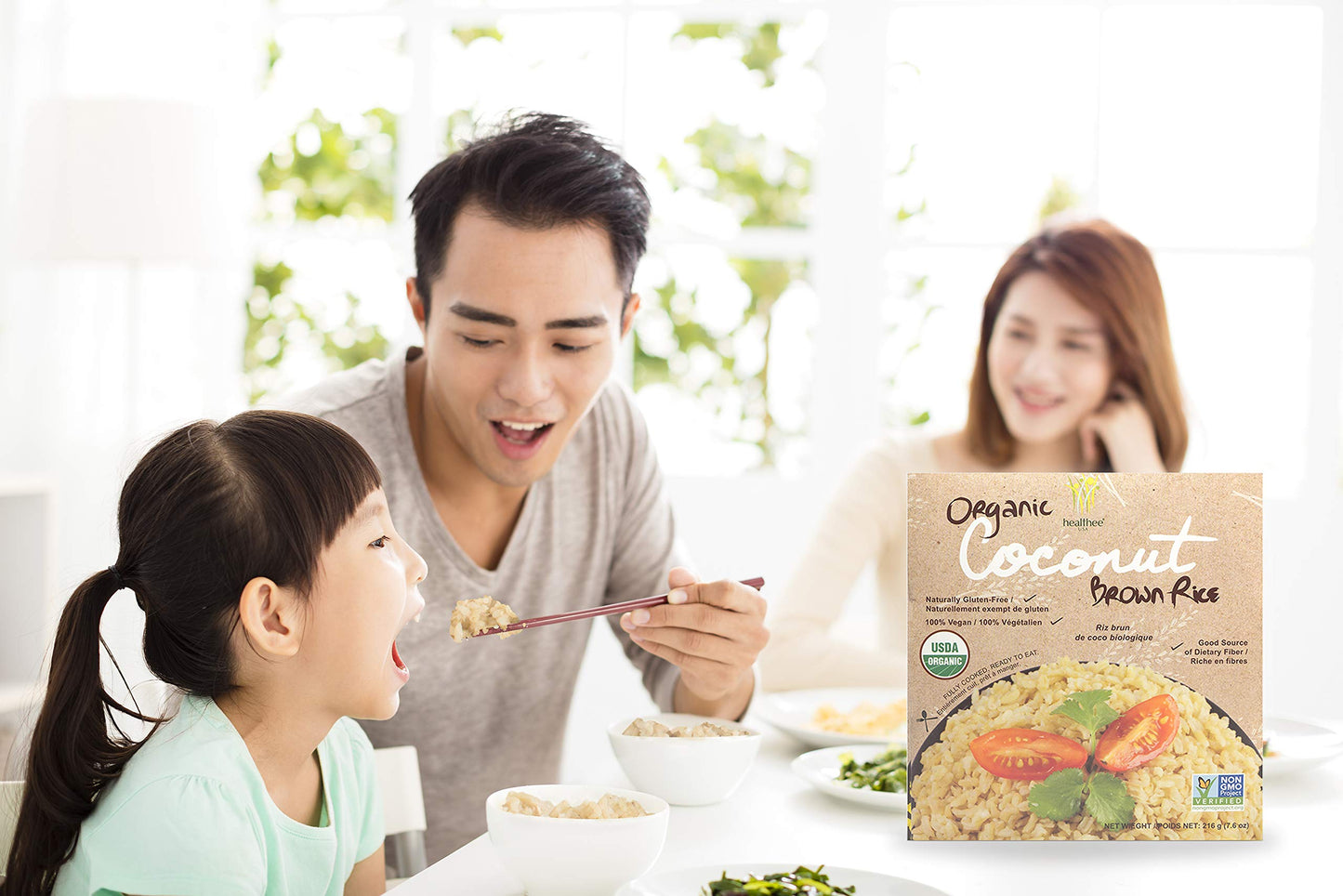Healthee Organic Brown Rice, Gluten Free, Fully Cooked and Ready-to-Eat, USDA Certified Organic, GMO-Free, Microwaveable (Coconu