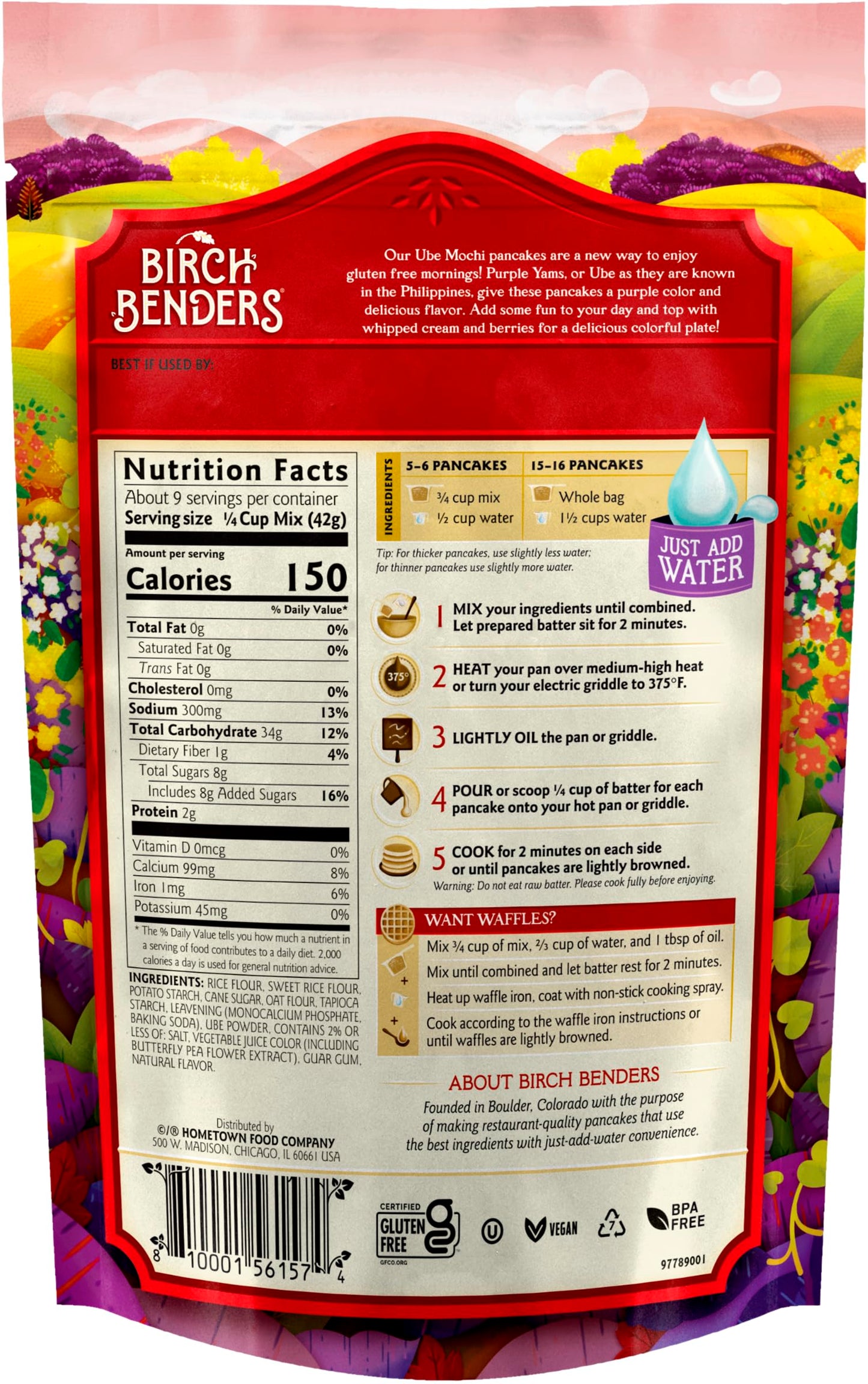 Birch Benders Ube Mochi Pancake & Waffle Mix, 14 Oz