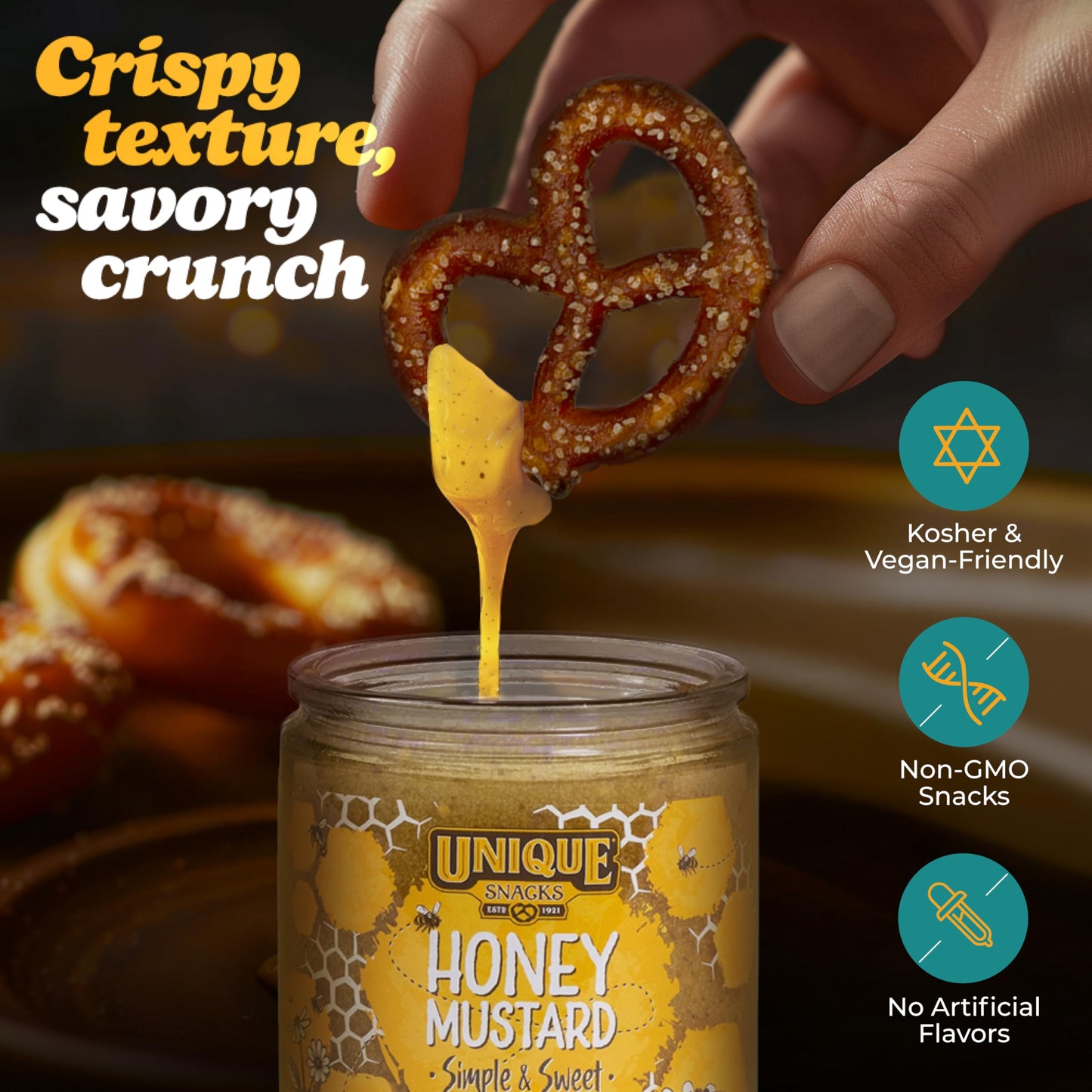 Unique Snacks Knead 'Ems, Sourdough Mini Pretzels, Artisan-Crafted Vegan Snacks, Non-Gmo, Kosher Chips, 11 Oz. Snack Bags, Pack