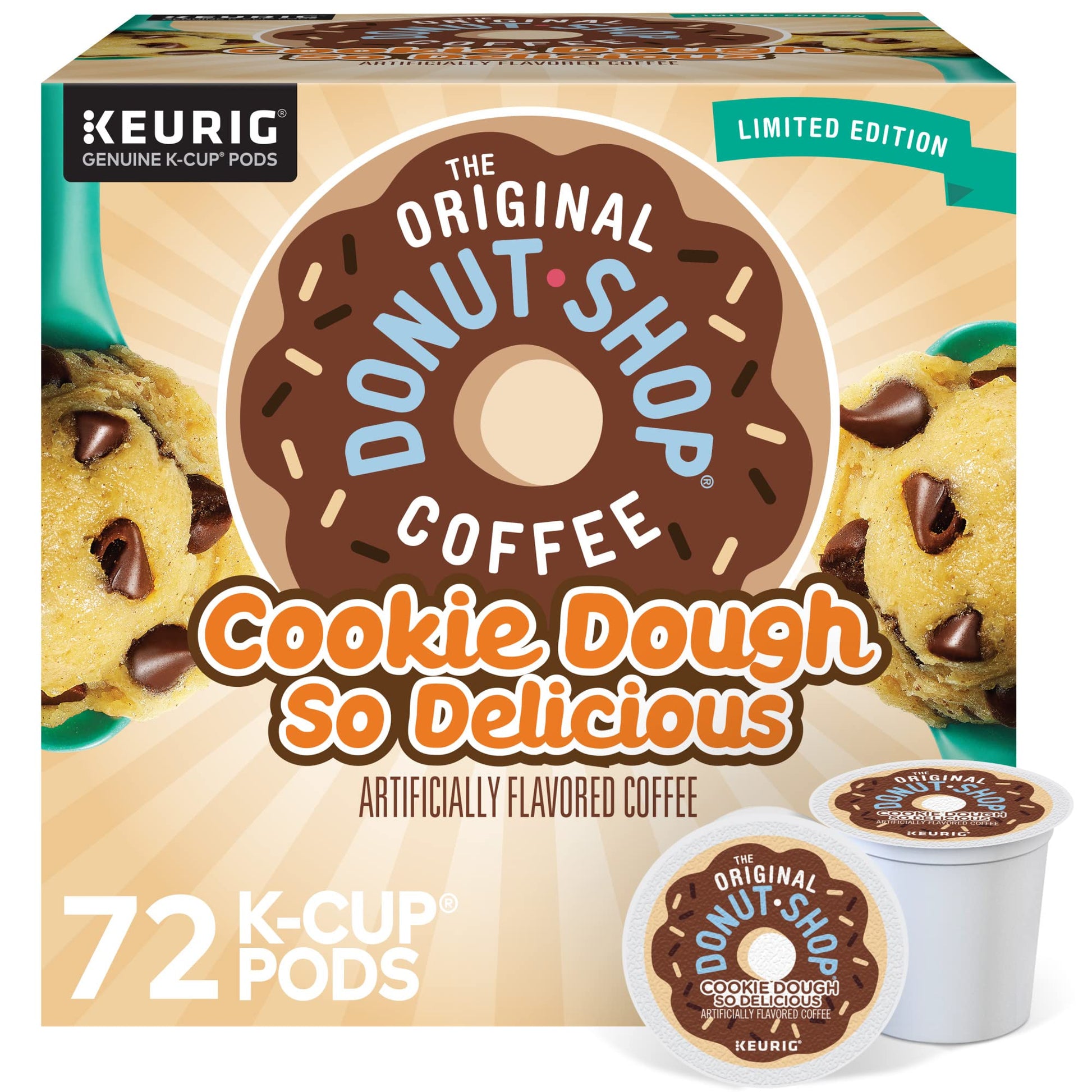 The Original Donut Shop Cookie Dough So Delicious, Keurig Single Serve K-Cup Pods, Flavored Coffee, 72 Count (6 Packs of 12)