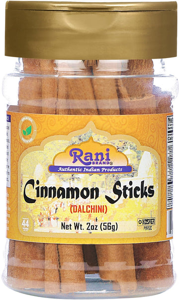 Rani Cinnamon Sticks 2Oz (56G) ~ 6-8 Sticks 3 Inches In Length Cassia Round, Pet Jar ~ All Natural | Vegan | No Colors | Gluten Friendly | Non-Gmo | Kosher