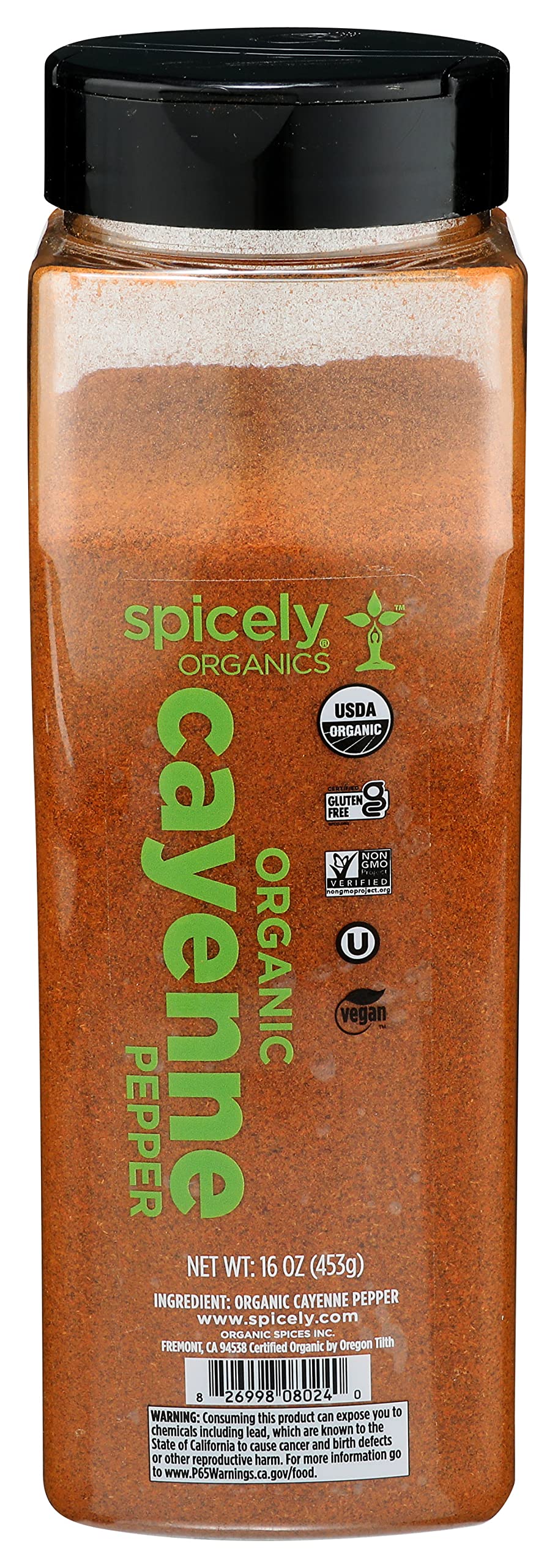 Spicely Organic Cayenne Pepper 16 Oz Certified Gluten Free