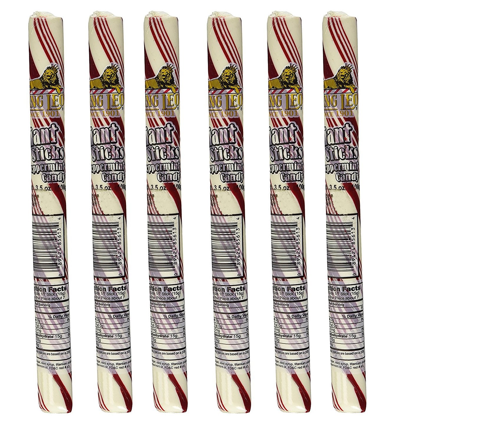 Giant Peppermint Stick (Candy Cane) 3.5 Ounces (Pack Of 6)