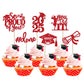 YCTHUNFISH Graduation Cupcake Toppers, 24 Pack, Red, Bamboo, Glitter, 2025 Graduation Theme Party Decorations