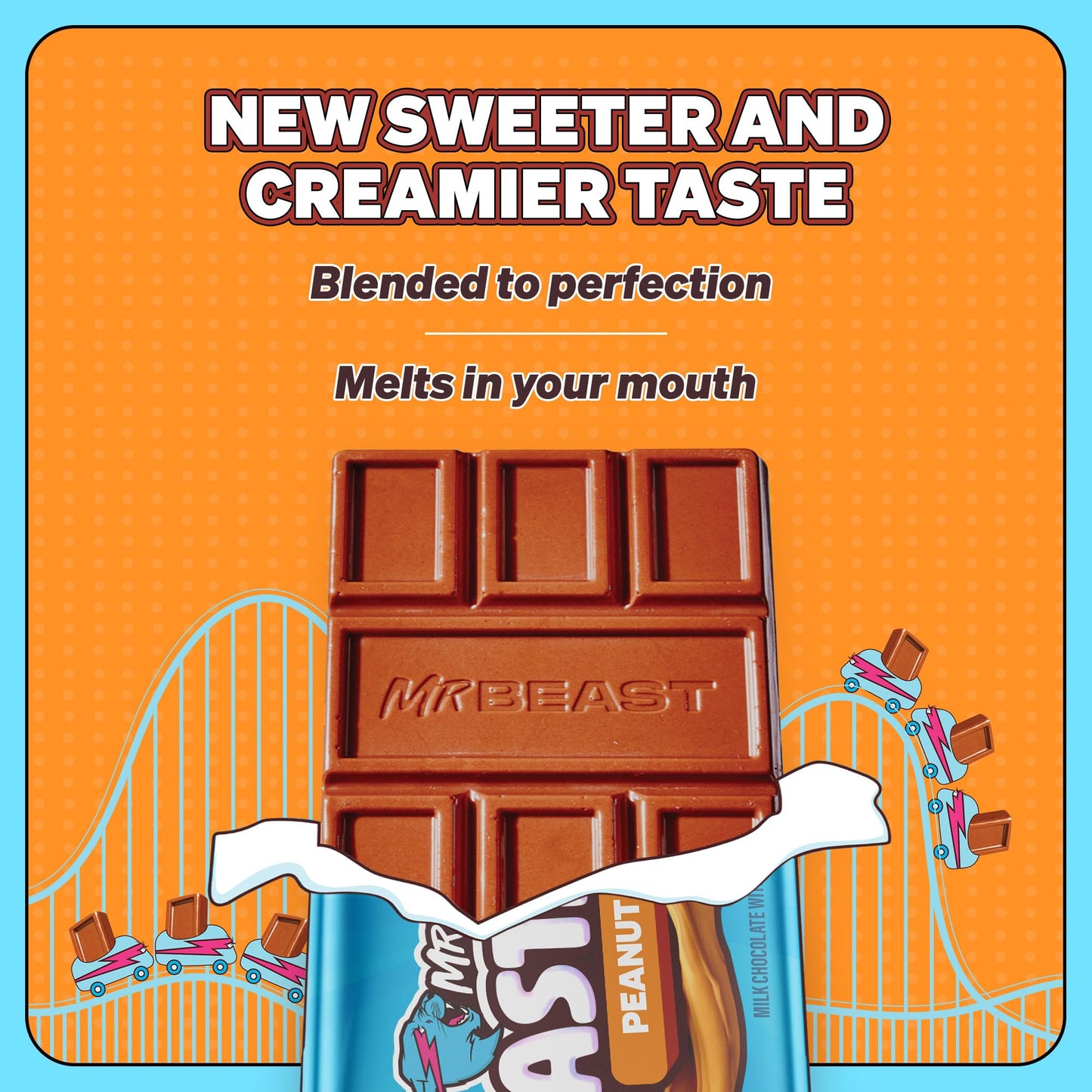 Feastables Peanut Butter Milk Chocolate Chocolate Bar, 1.24 Oz (35G), 24 Count