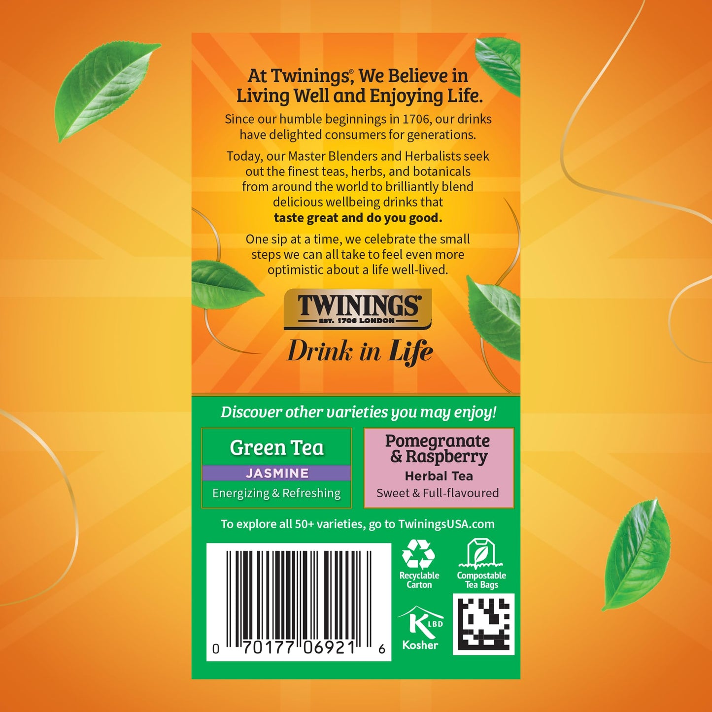Twinings Green Tea With Pomegranate, Raspberry, & Strawberry Individually Wrapped Bags, 20 Count (Pack Of 6), Caffeinated, Enjoy Hot Or Iced | Packaging May Vary