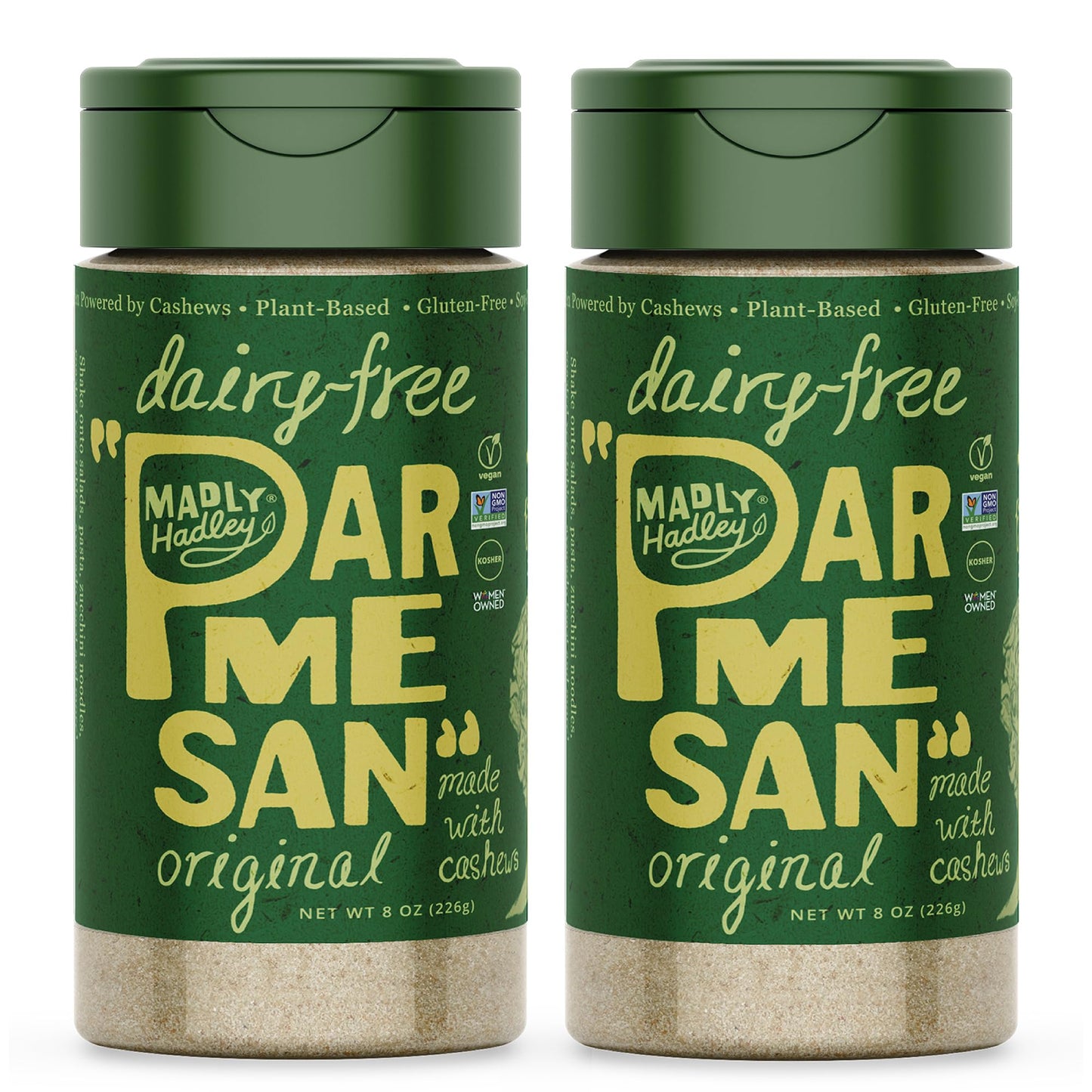 Madly Hadley Plant-Based Parmesan Cheese Original - High Protein, Vegan Grated Shredded Cheese, Dairy-Free, Gluten-Free, Keto-Fr