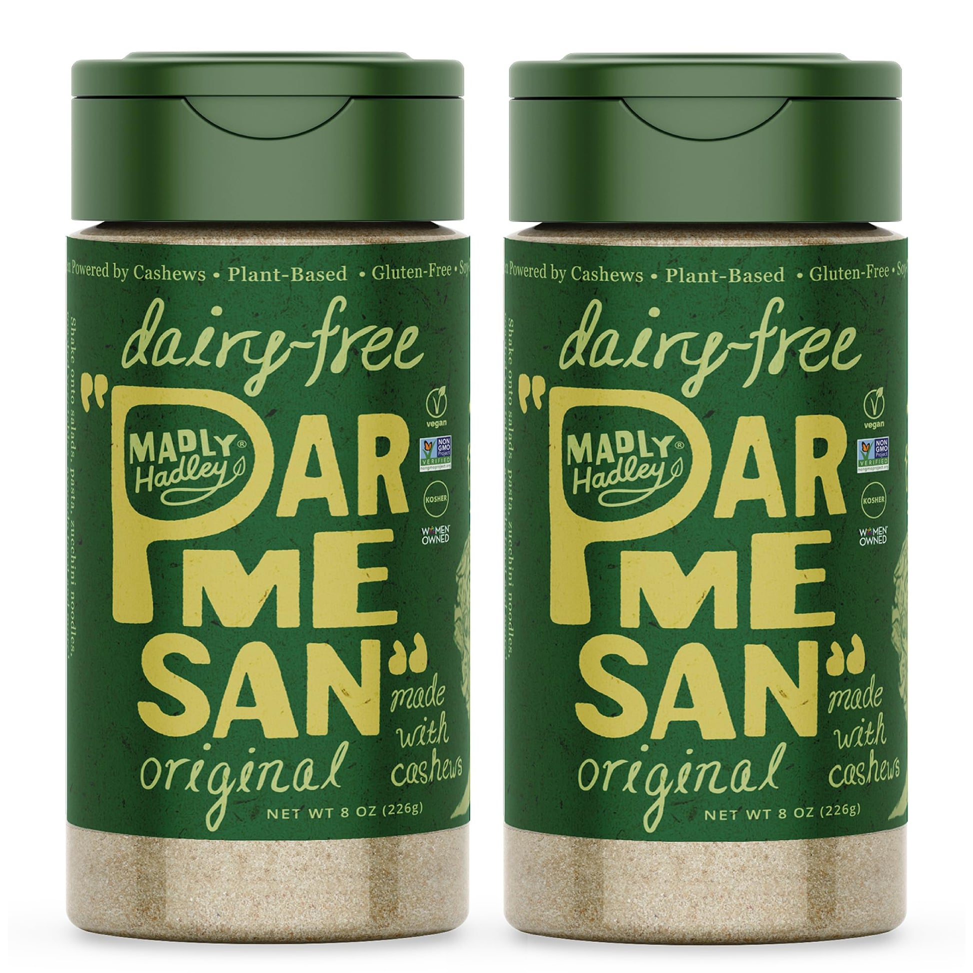 Madly Hadley Plant-Based Parmesan Cheese Original - High Protein, Vegan Grated Shredded Cheese, Dairy-Free, Gluten-Free, Keto-Fr