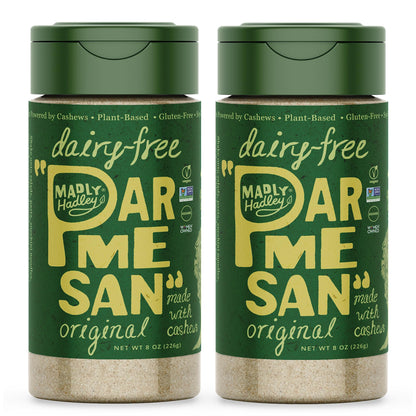 Madly Hadley Plant-Based Parmesan Cheese Original - High Protein, Vegan Grated Shredded Cheese, Dairy-Free, Gluten-Free, Keto-Fr