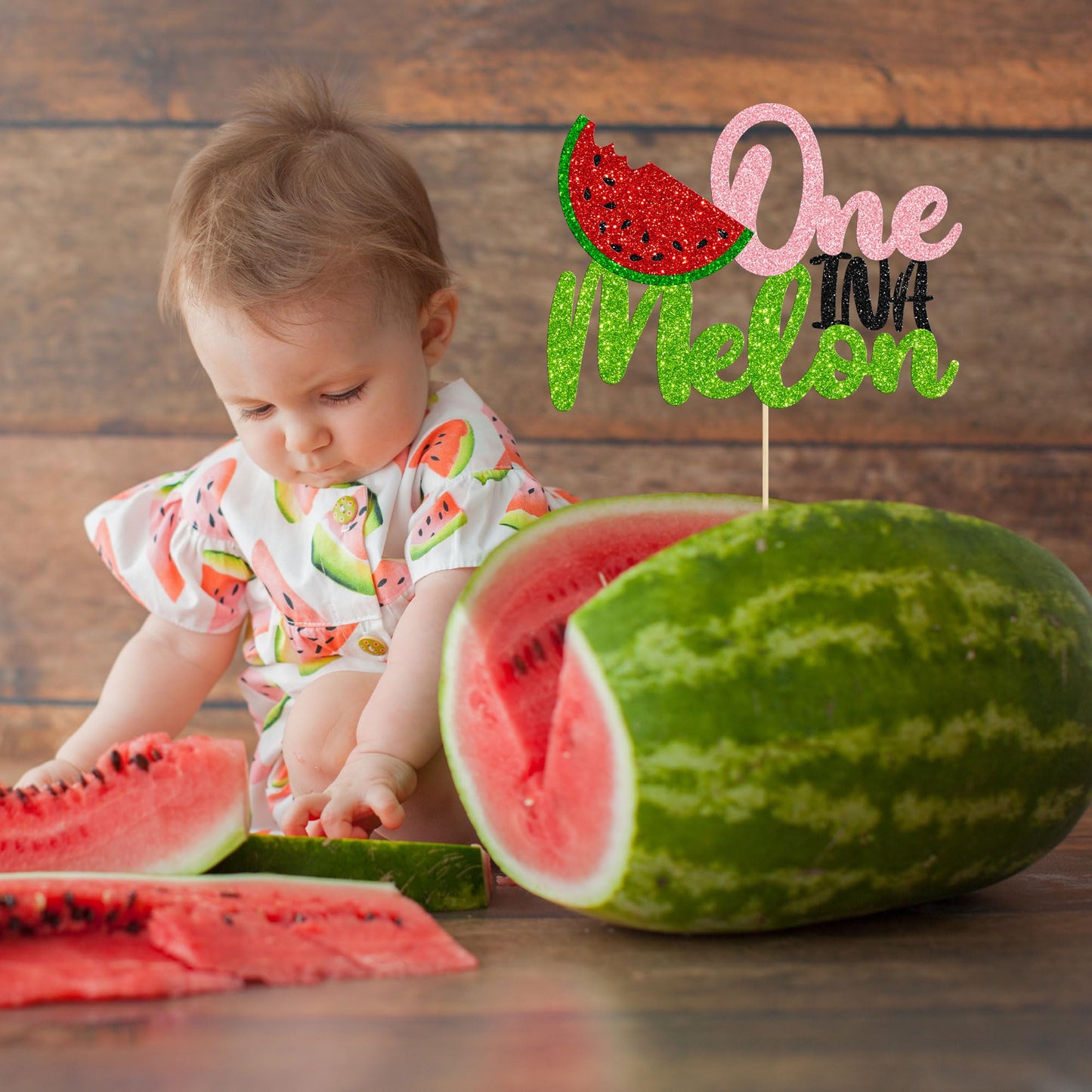 1 Pack Watermelon Cake Topper One In A Melon Cake Pick Watermelon First Birthday Baby Girl 1St Birthday Party Cupcake Decoration
