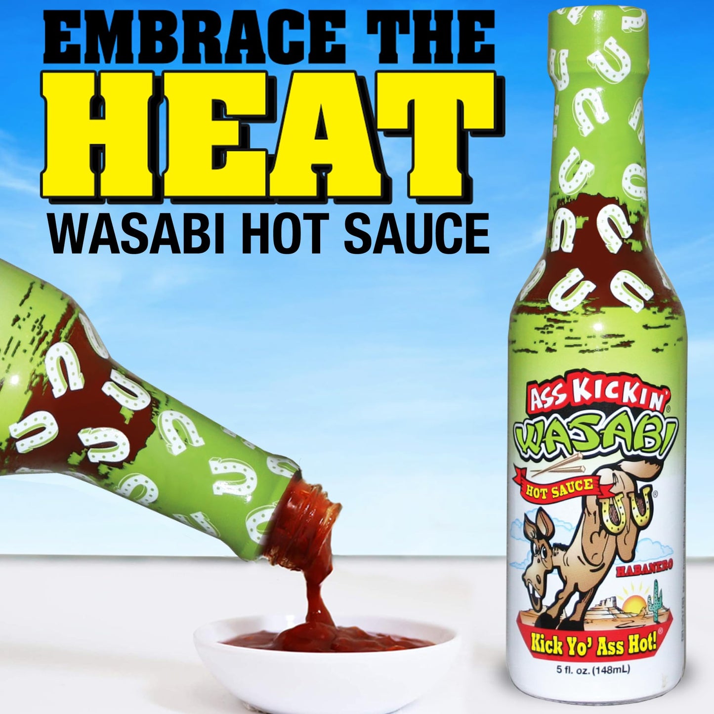 Kickin' Wasabi Sauce With Horseradish Hot Sauce With Habanero - Try If You Dare - Perfect Gourmet Gift For The Real Wasabi Horse