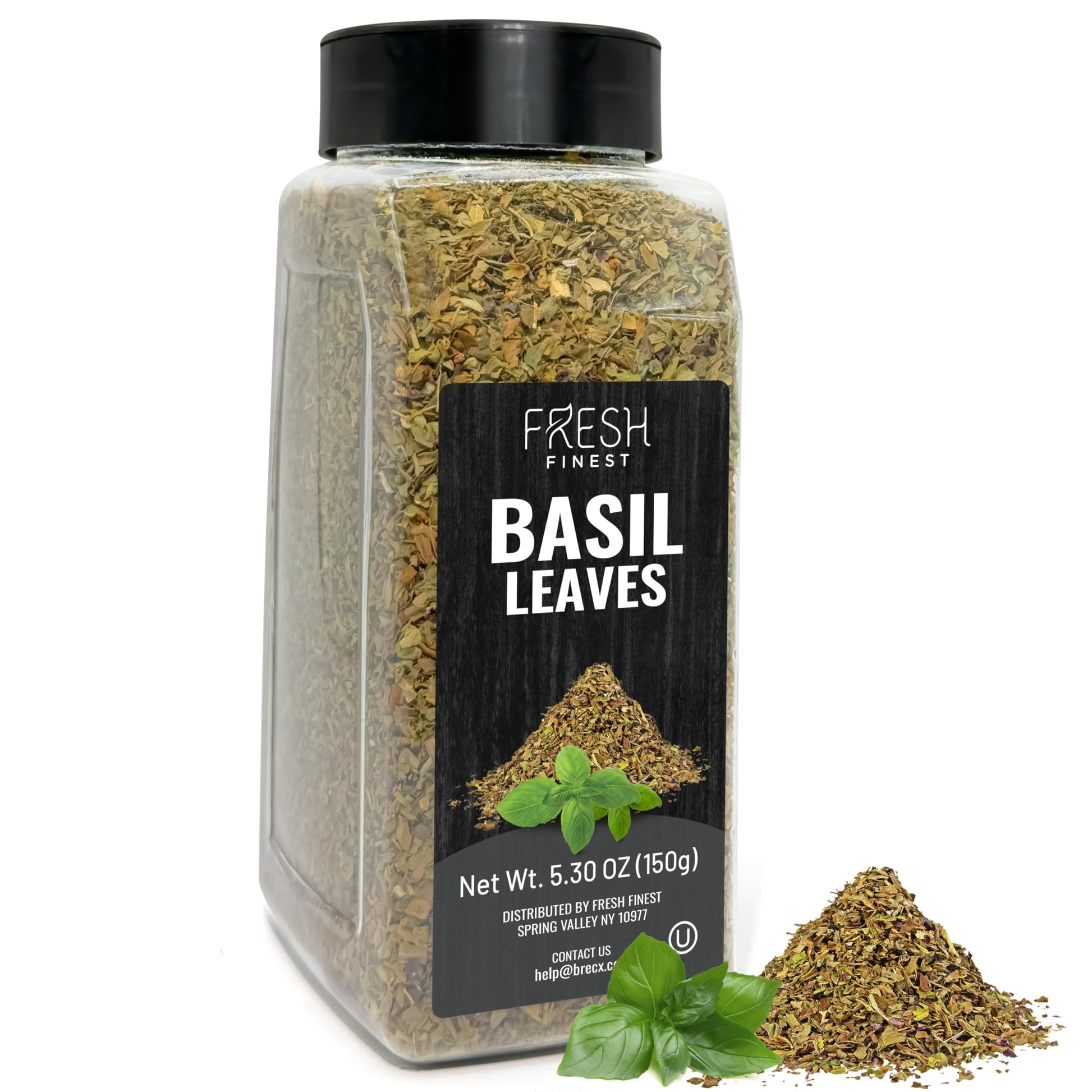 Fresh Finest Basil Leaves Spice 5.30 Oz - Dried Sweet Basil For Cooking  Non-Gmo  Gluten-Free 