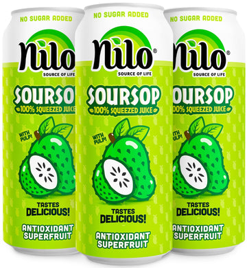 NILO Soursop Juice | 100% Real Guanabana Soursop Graviola | NO Sugar added | NOT From Concentrate | 16.57 oz (Pack of 12)