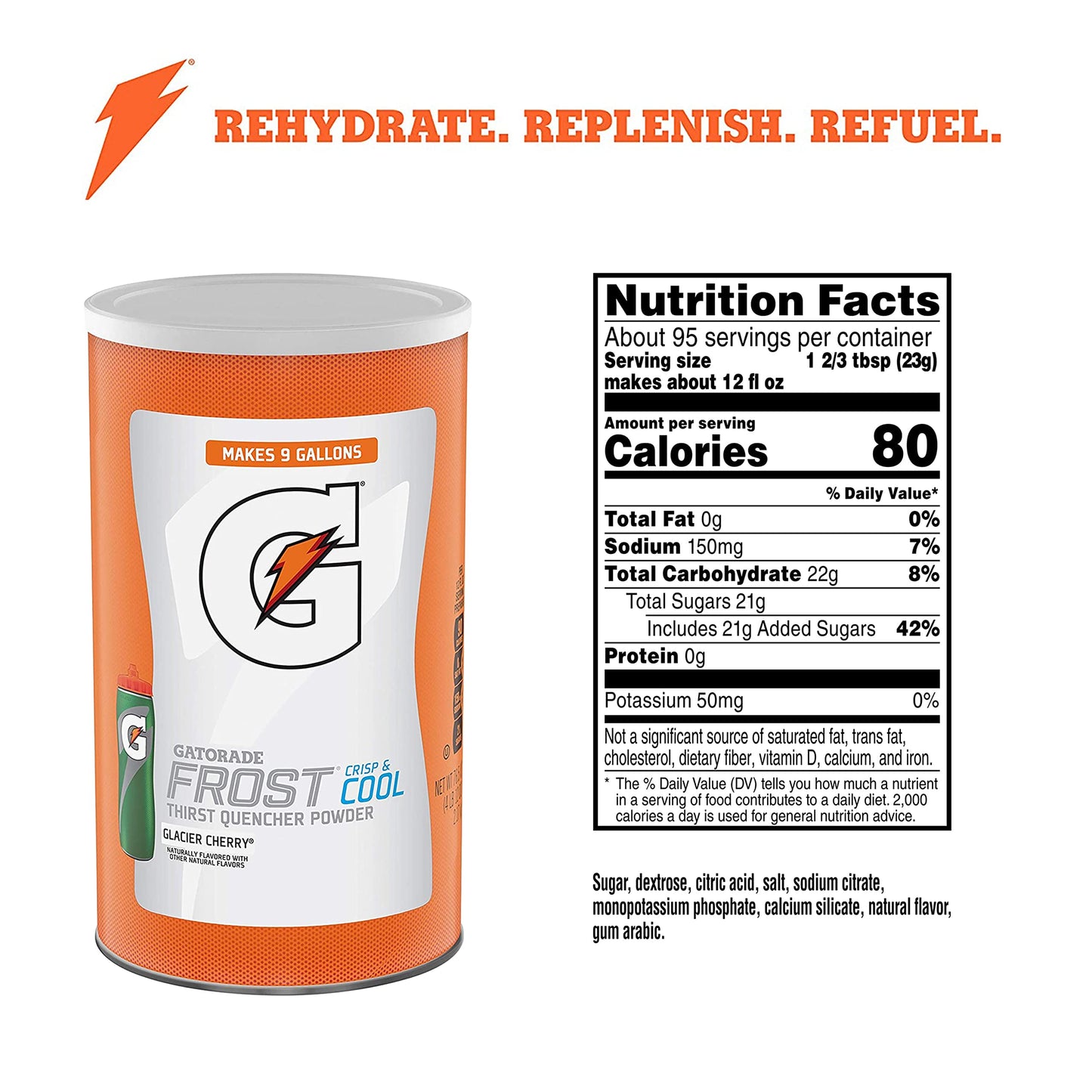 Gatorade Thirst Quencher Powder, Glacier Cherry Flavor, 76.5 oz Canister - Hydration Drink Mix for Sports & Exercise