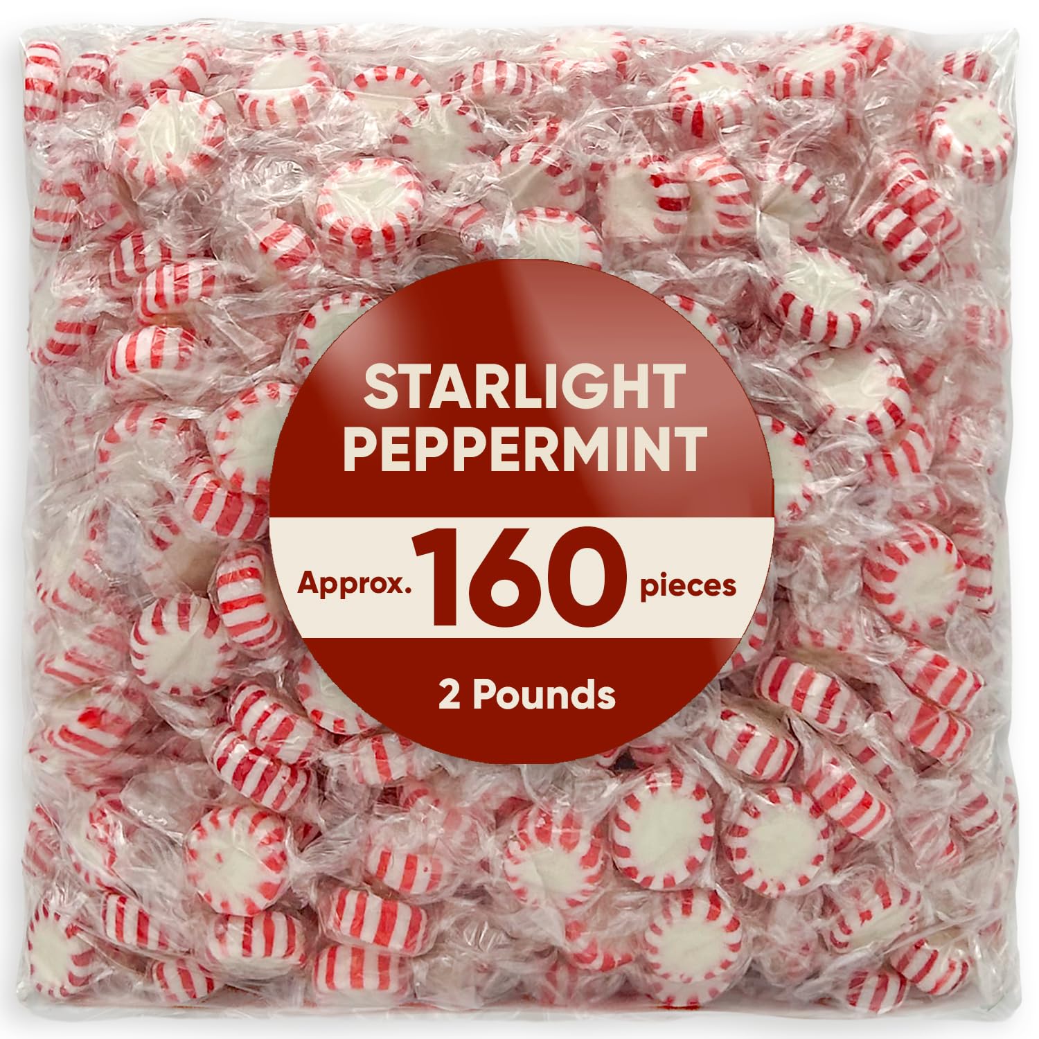 Starlight Peppermint Bulk Candy - 2 Pounds Approx 160 Pieces - Bulk Candy Individually Wrapped - Hard Candy - Mints Bulk - Chris
