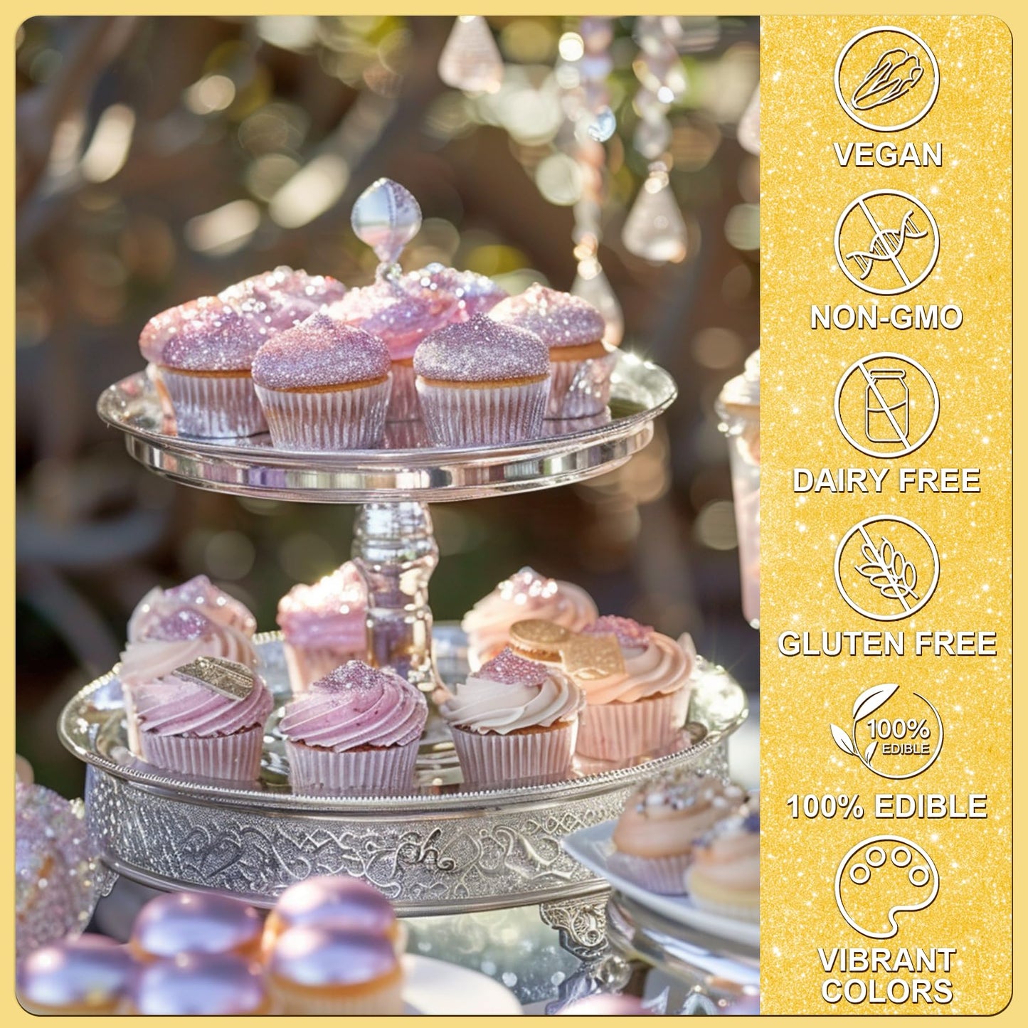 Gold Edible Glitter - 5G Food Grade Cake Decorating Shimmering Glitter, Edible Sprinkle Luster Dust For Drinks, Chocolates, Fond