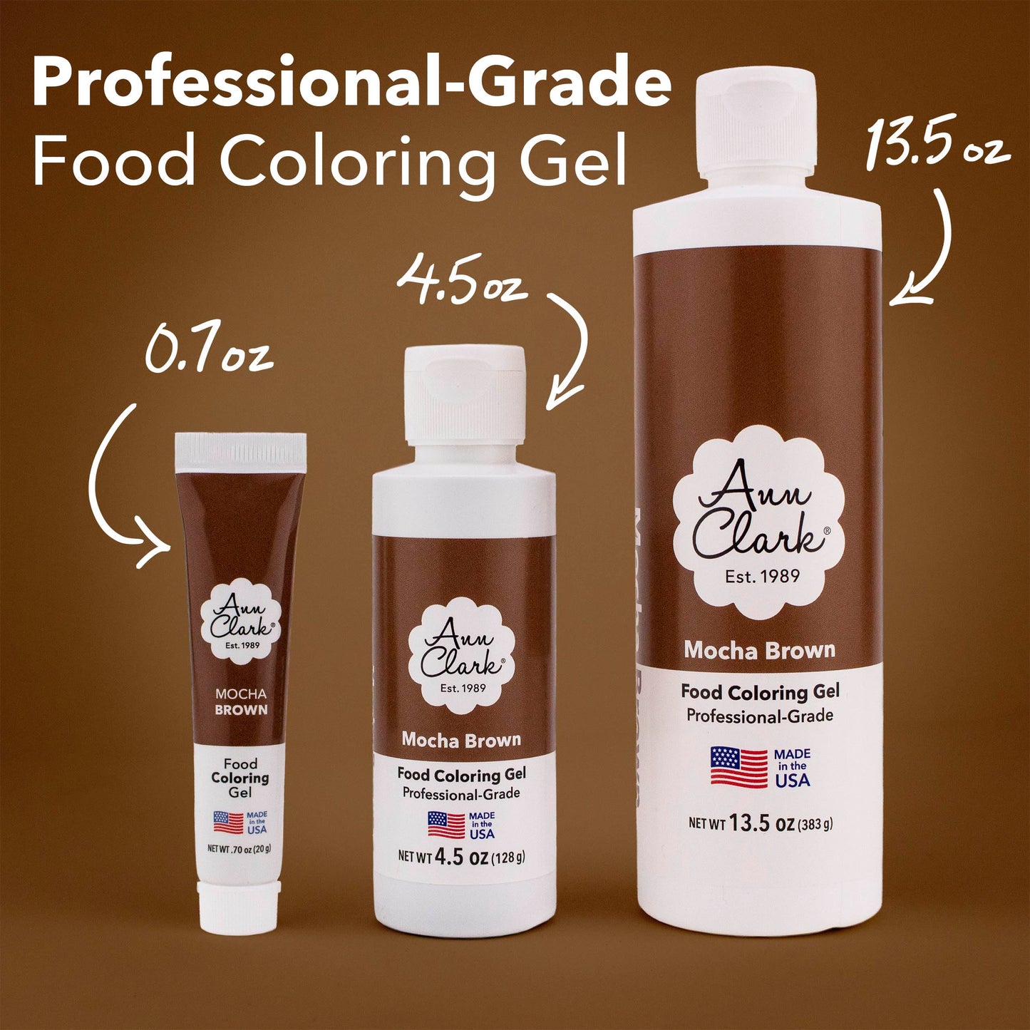 Ann Clark Food Coloring Gel, Professional Grade, 0.7 oz, Brown