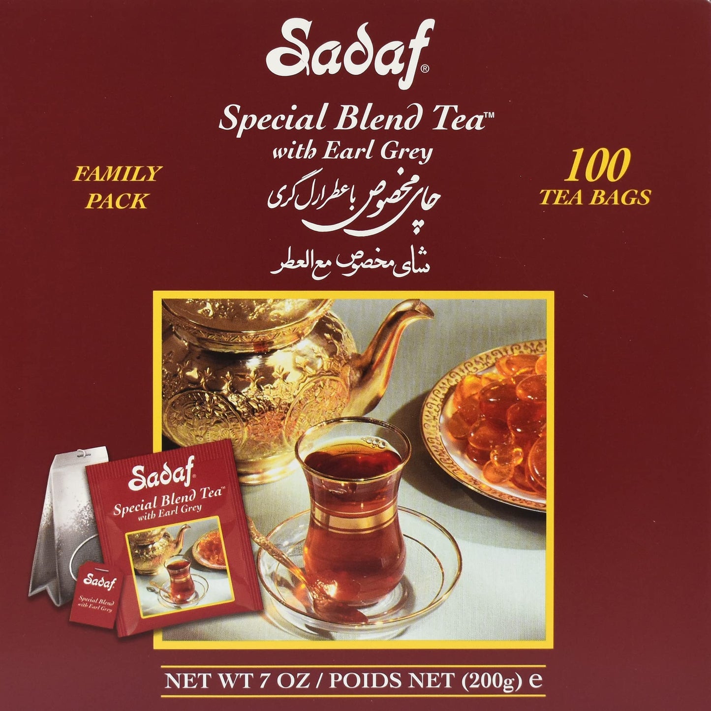Sadaf Earl Grey Tea Bags | Special Blend Earl Grey Ceylon Black Tea | Product Harvested In Sri Lanka | 100 Bags (Pack Of 1)