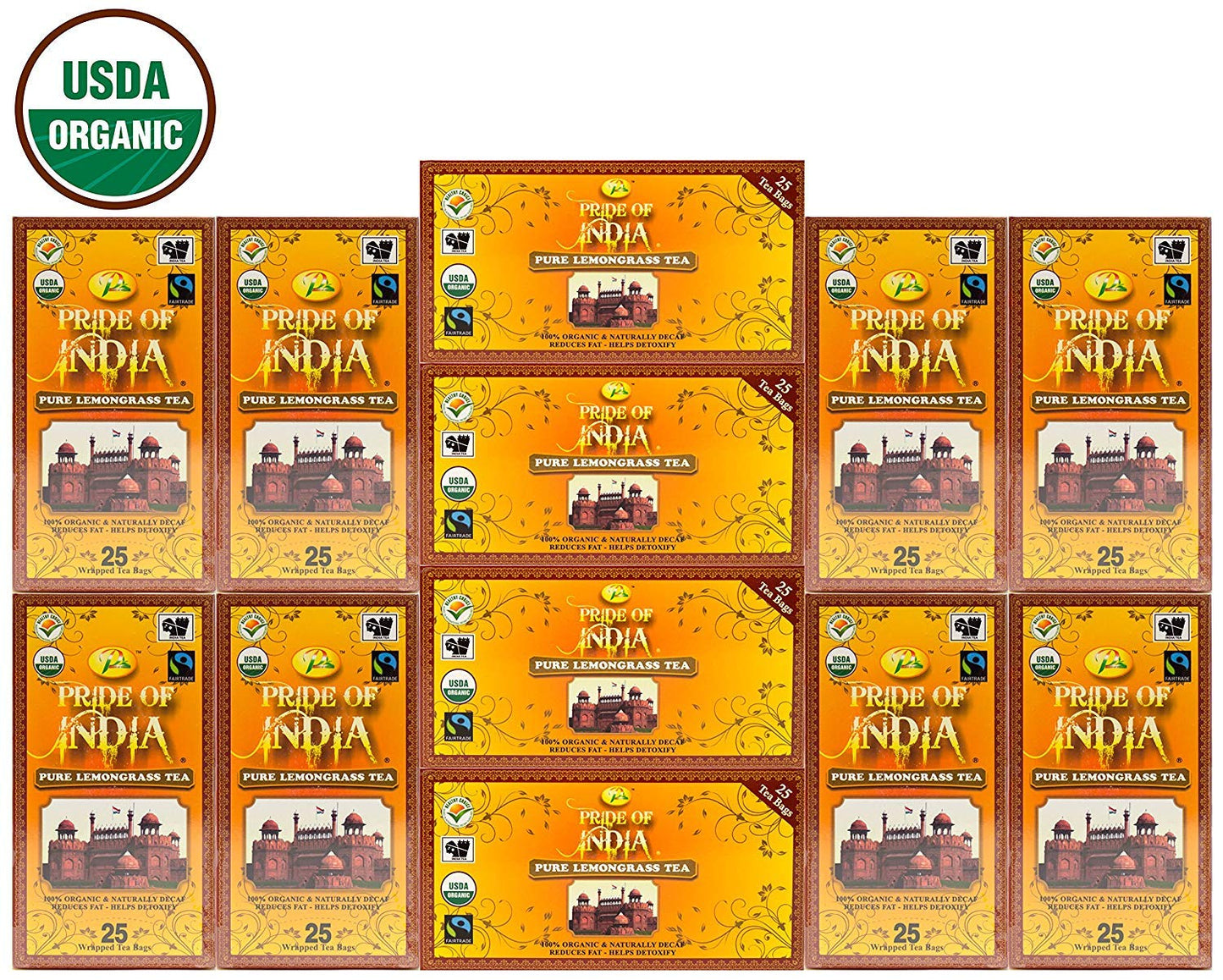 Pride Of India - Natural Lemongrass Tea (Decaf), 500 Count Pack