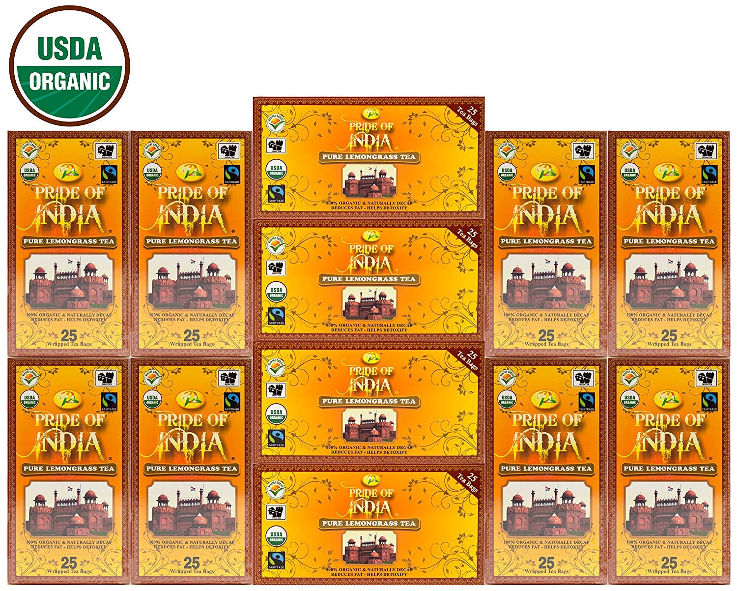 Pride Of India - Natural Lemongrass Tea (Decaf), 500 Count Pack
