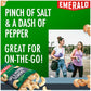 Emerald Nuts Salt And Pepper Seasoned Cashews 7Ct (1-Pack), 100-Calorie Individual Packs, Kosher Certified, Non-Gmo, Contains No