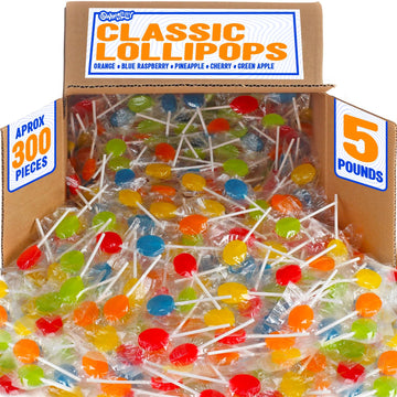 Flat Lollipops - 5 Pounds - Fruit Flavored Lollipops - Classic Bulk Suckers for Kids - Birthday Goodie Bag Favors