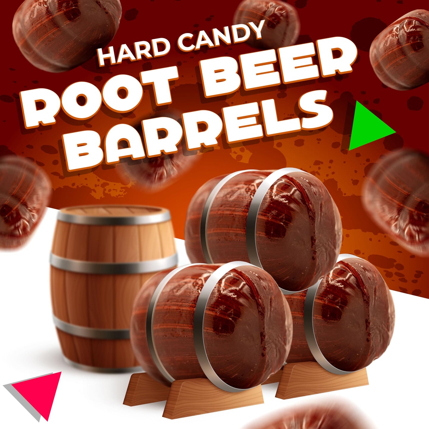 LAETAFOOD Root malt-inspired Barrels Hard Candy - 1 Pound Bag (Approx. 75 Count) - Brown