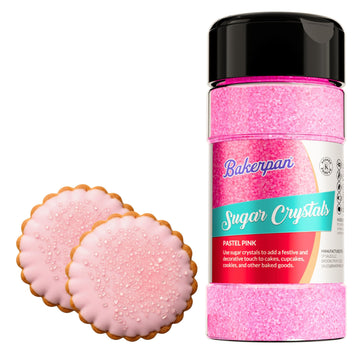 Bakerpan Sugar Sprinkles for Baking - 7 Ounce Pastel Pink Decorating Sugar Crystals for Cookies, Cake Pops, Ice Cream (Made in U