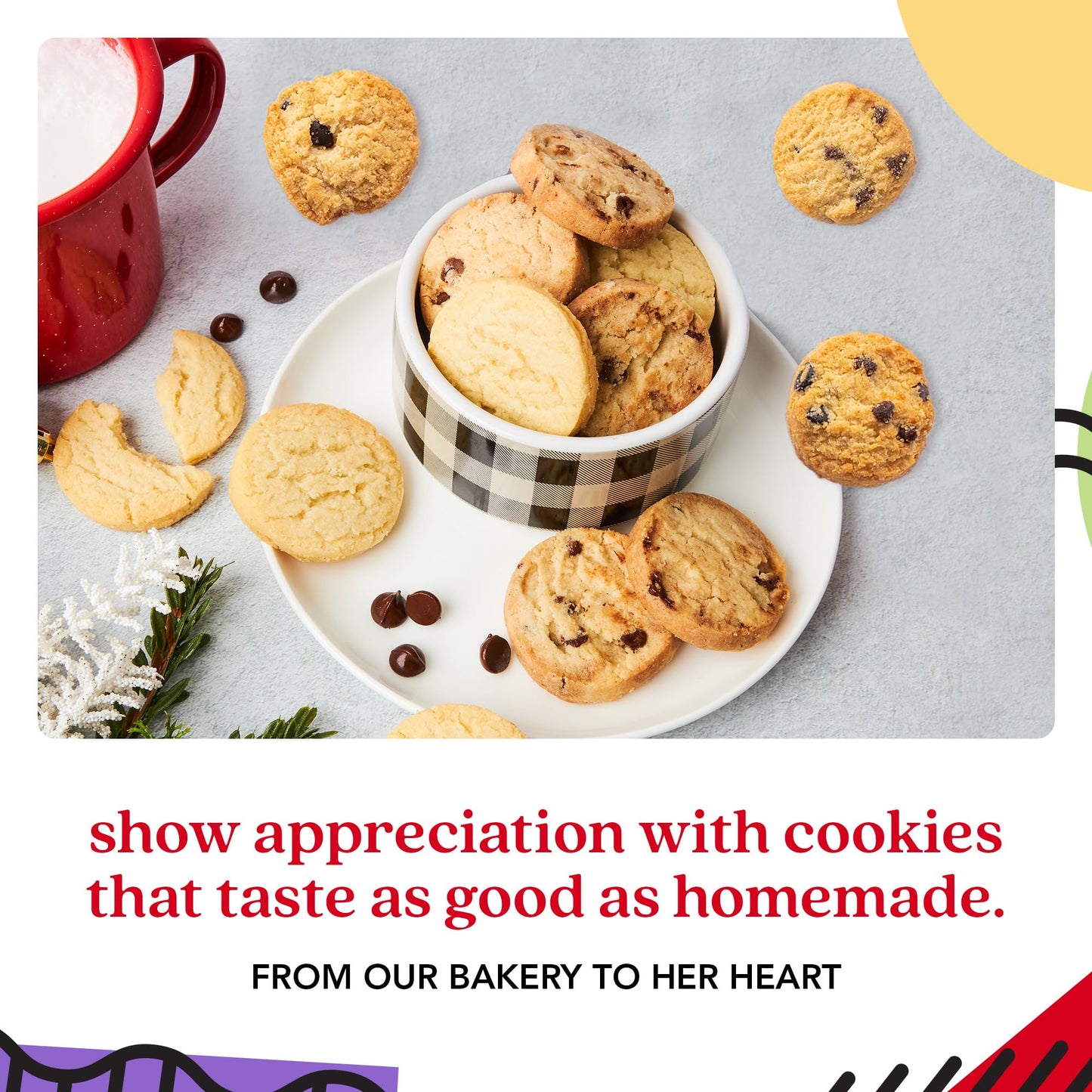 Davids Cookies Happy Holiday Assorted Cookies Bucket Sampler - 1.3Lbs Assorted Gourmet Cookies with Chocolate Chip Brownies and