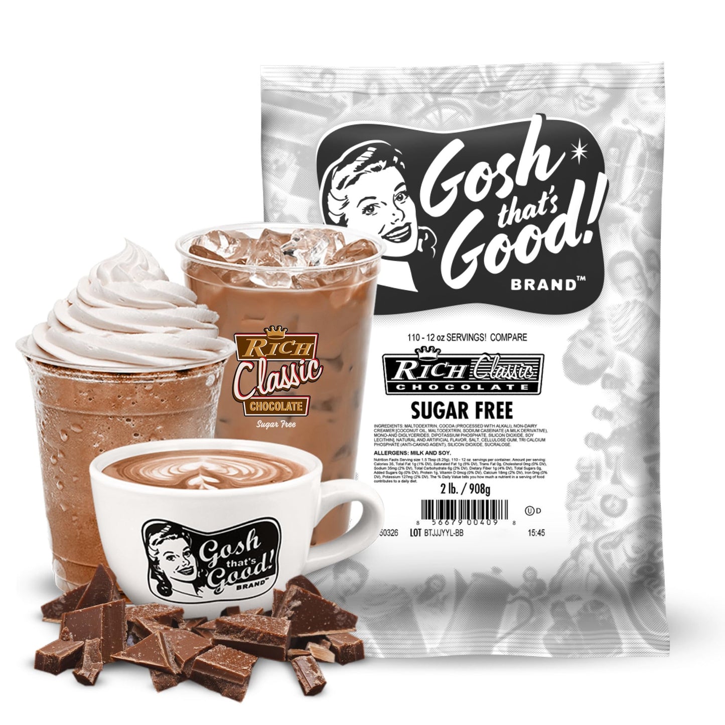Gosh That’s Good! Sugar-Free Classic Chocolate Flavor, 32 Ounce, Low-Calorie, Lactose-Free