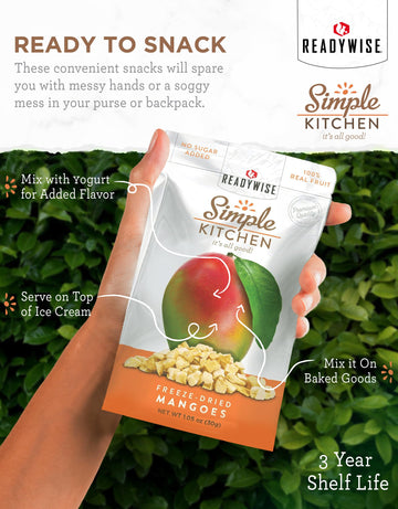 ReadyWise Freeze Dried Mangoes, Vegetarian, Gluten Free, 1.05 Ounce, Model SK02-011