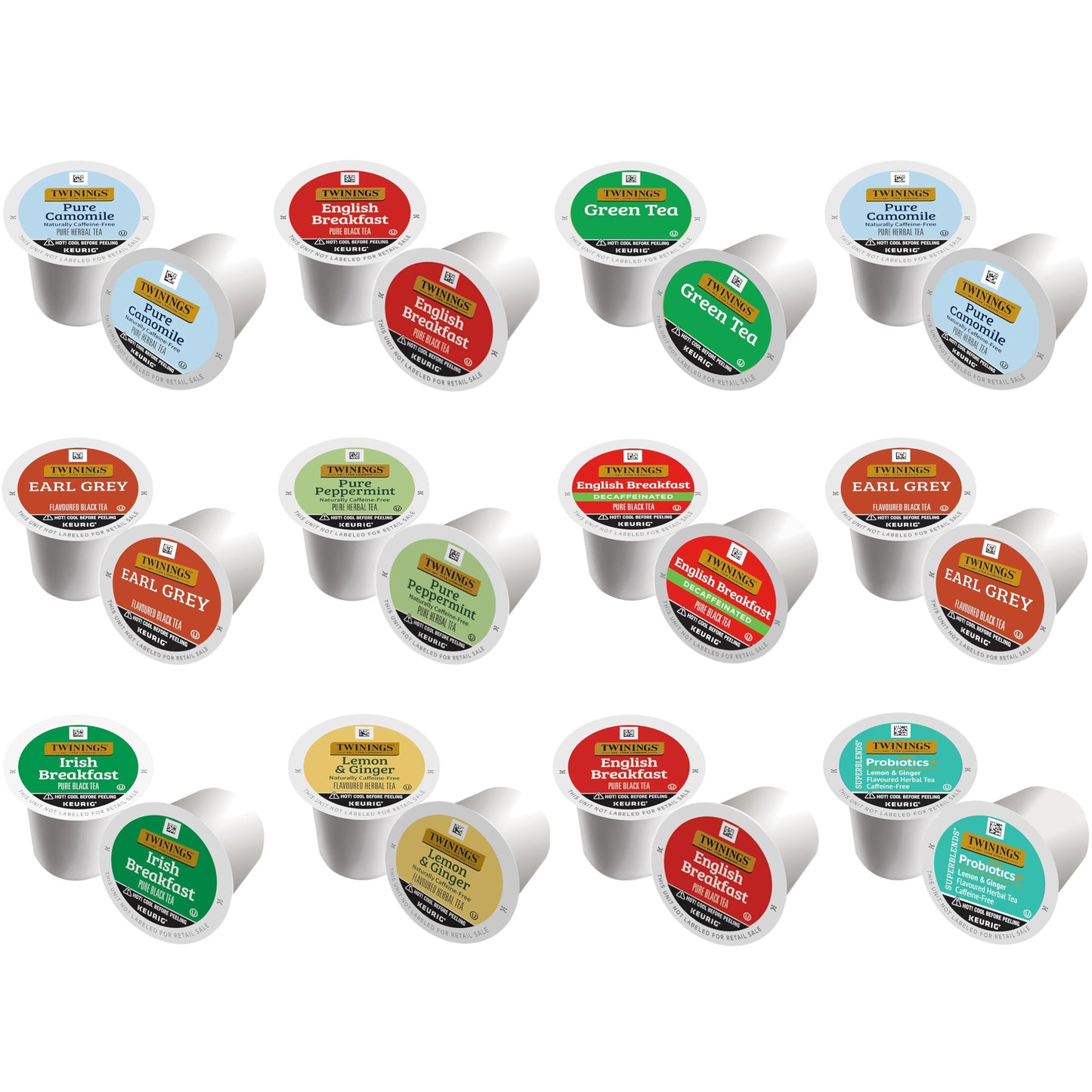 Twinings Tea K Cup Pod Sampler Variety Box, 24 Count, 9 Flavors for Keurig, Includes Black, Green, Herbal, Decaffeinated Teas