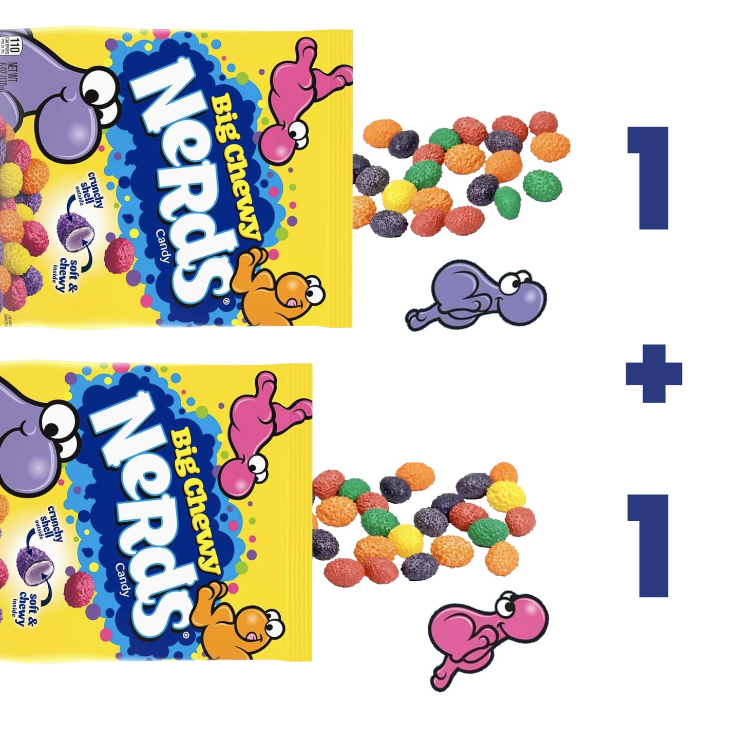 Big Chewy Candy, 6 Oz Peg Bag, 2 Pack - Fruity Flavors & Crunchy Shell With Soft Chewy Center - Includes Orange, Lemon, Strawber